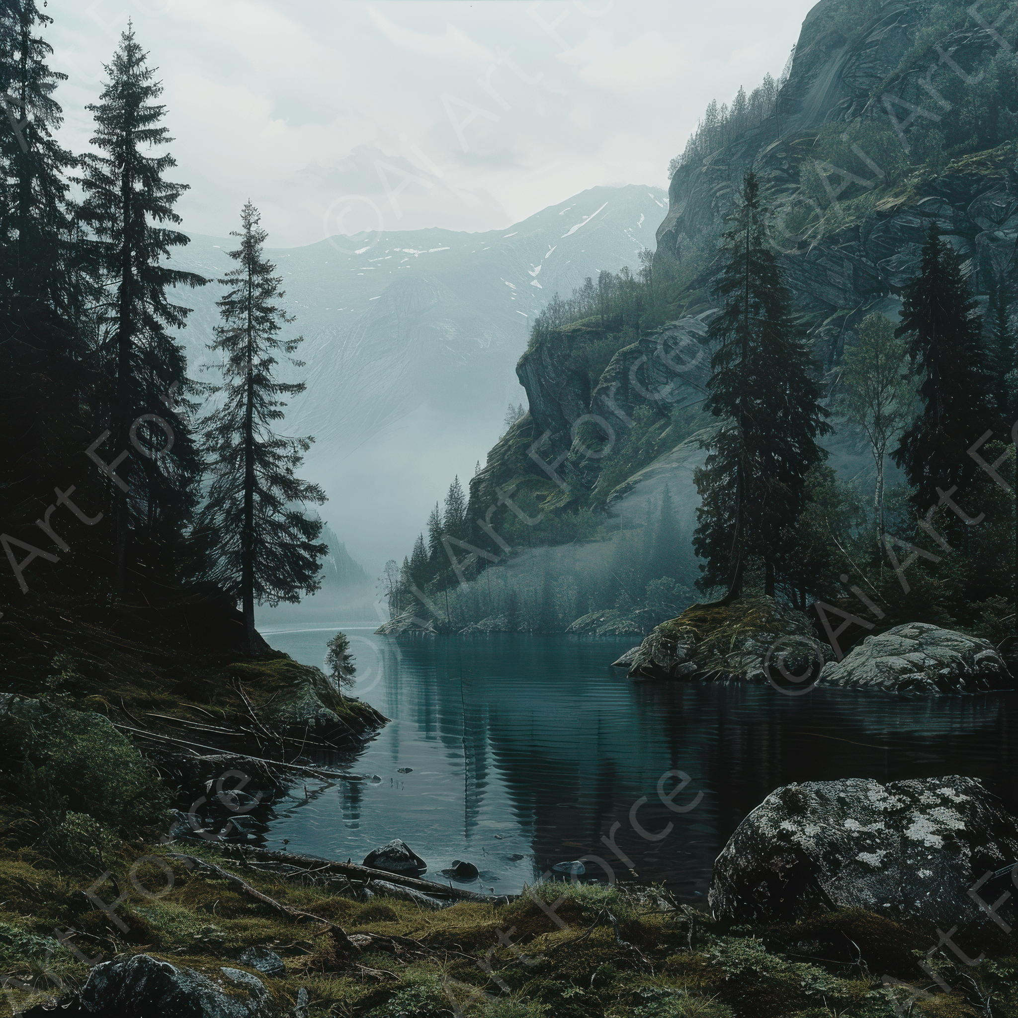 Digital Ai Artwork, of Rough Nature Norway, ideal for art enthusiasts and collectors.