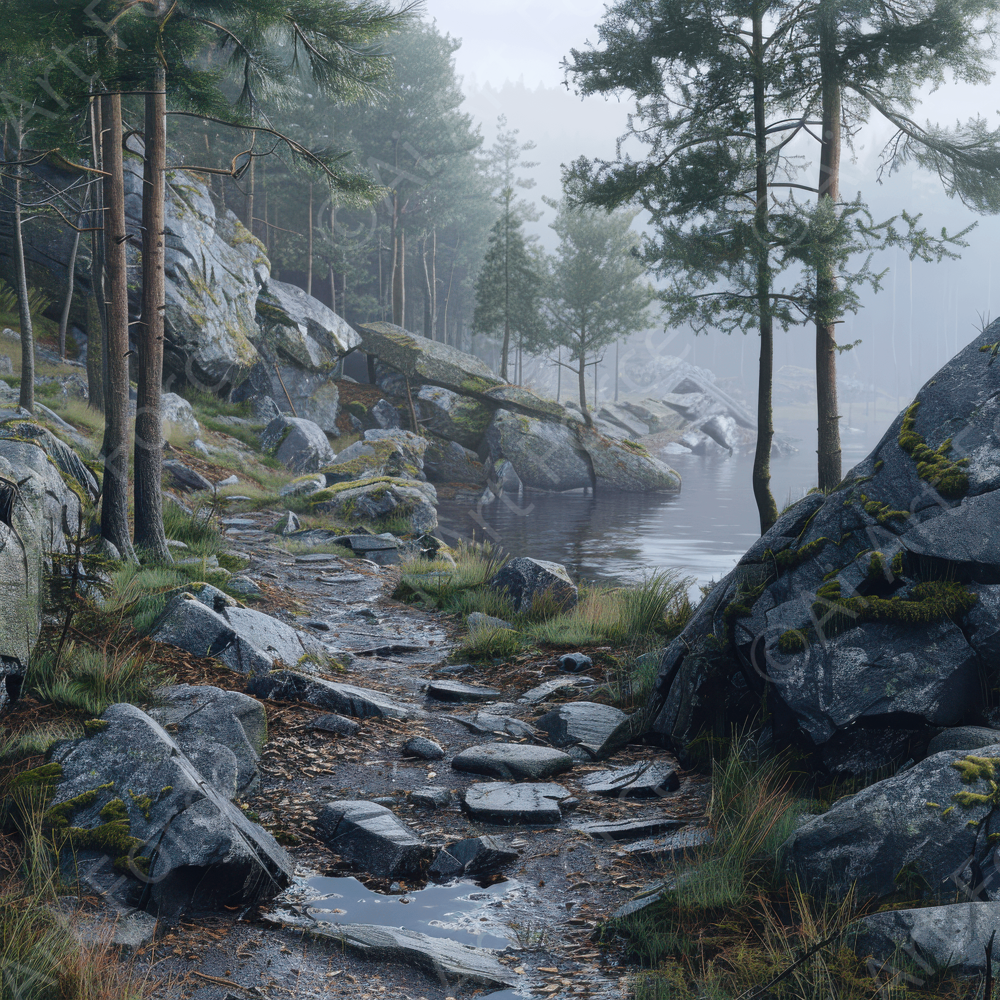 Digital Ai Artwork, of Rough Nature Norway 2, ideal for art enthusiasts and collectors.