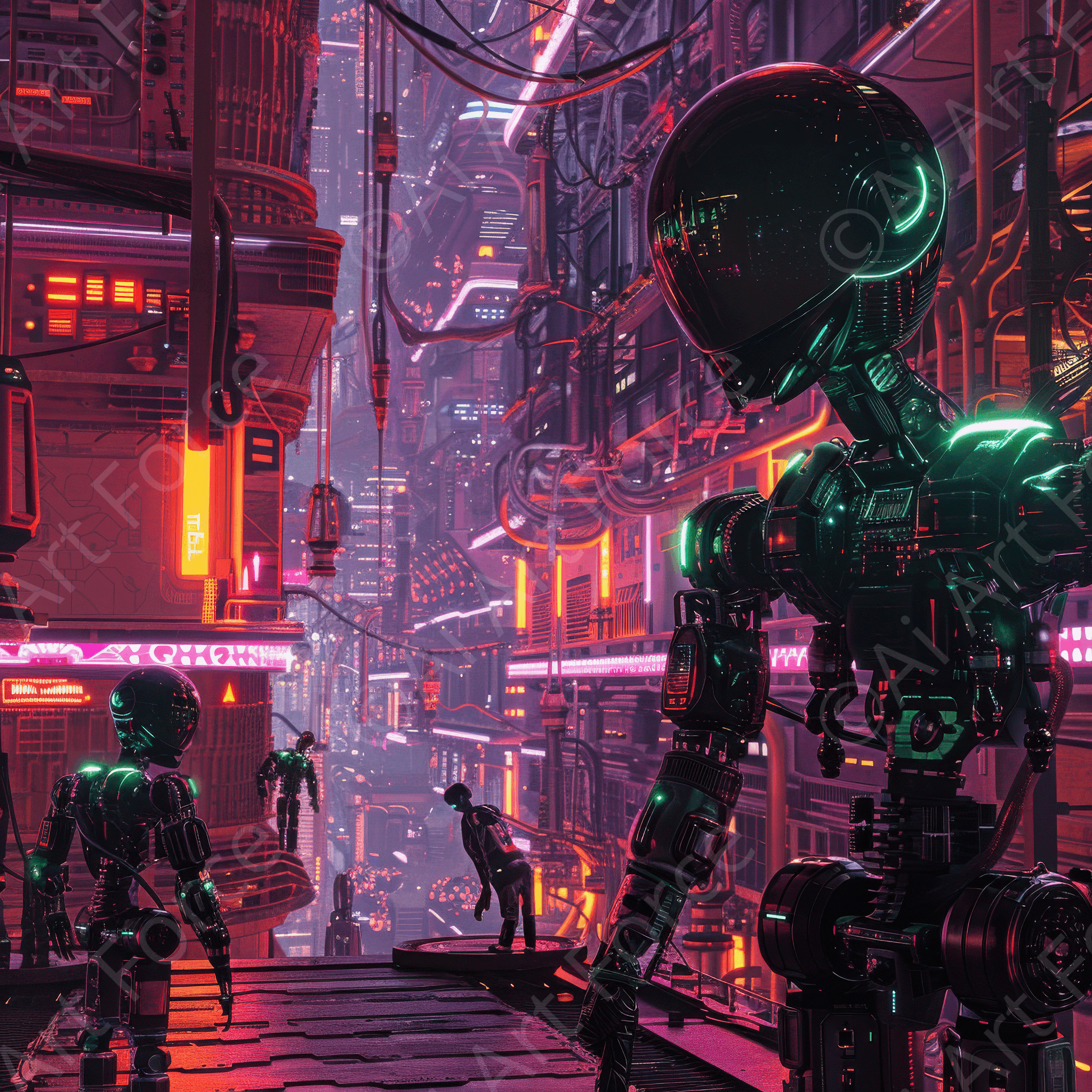 Digital Ai Artwork, of Sci-Fi Future Droids, ideal for art enthusiasts and collectors.