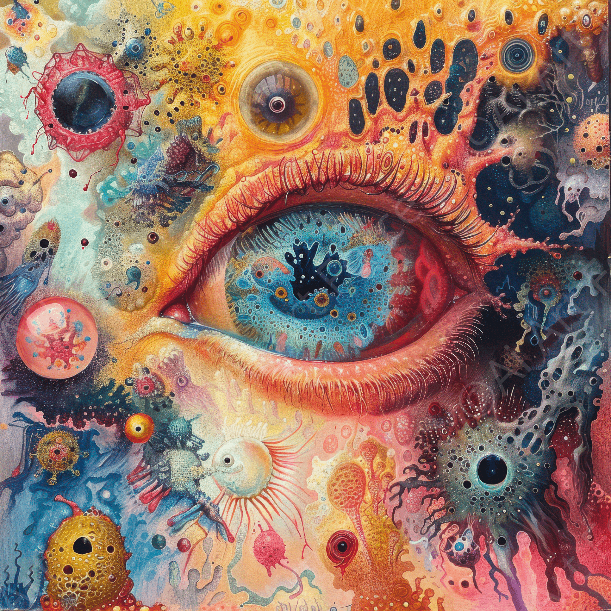 Digital Ai Artwork, of Seeing Micro-organisms by yourself 2, ideal for art enthusiasts and collectors.