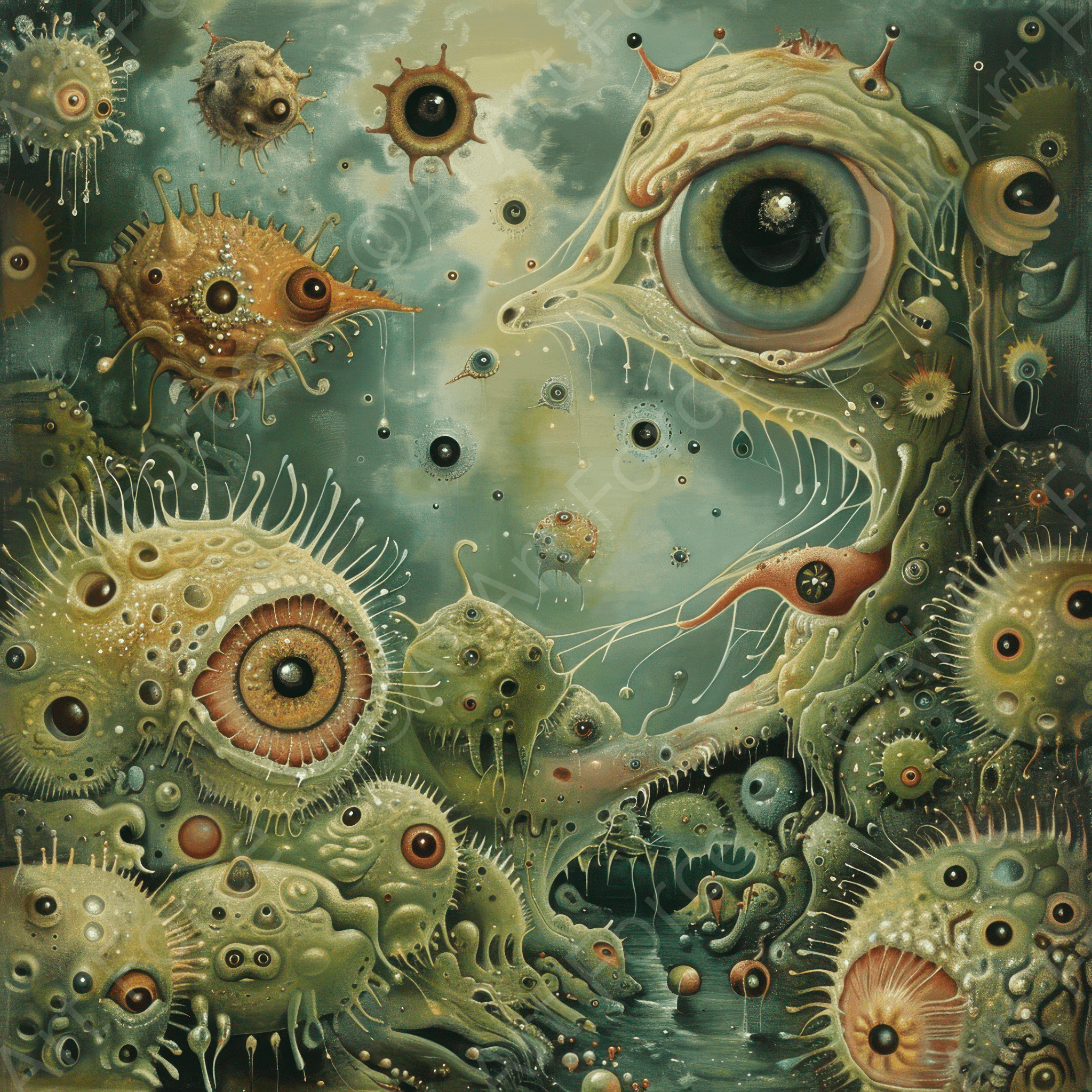 Digital Ai Artwork, of Seeing Micro-organisms by yourself 5, ideal for art enthusiasts and collectors.