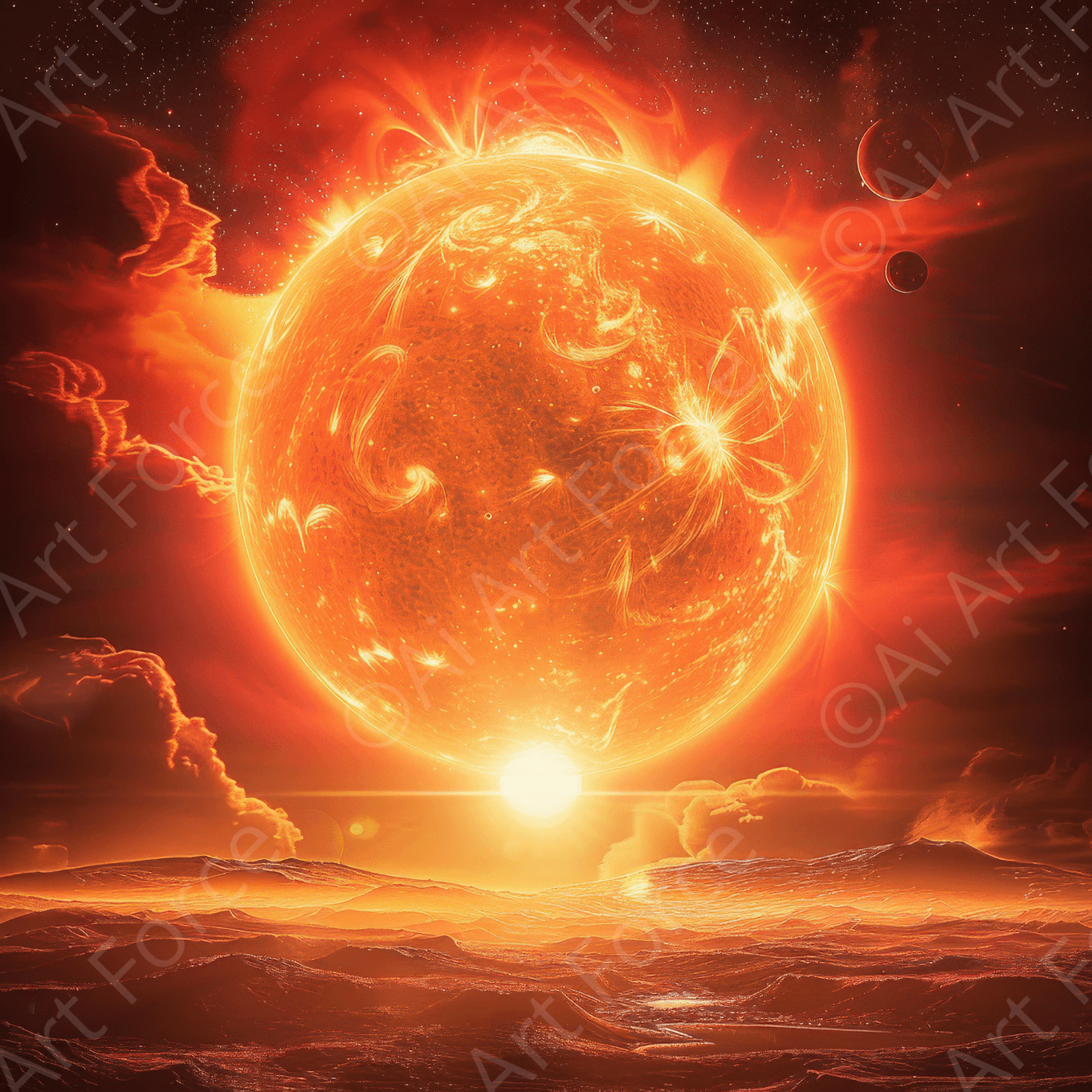 Digital Ai Artwork, of Space Red GiantDwarf Star, ideal for art enthusiasts and collectors.