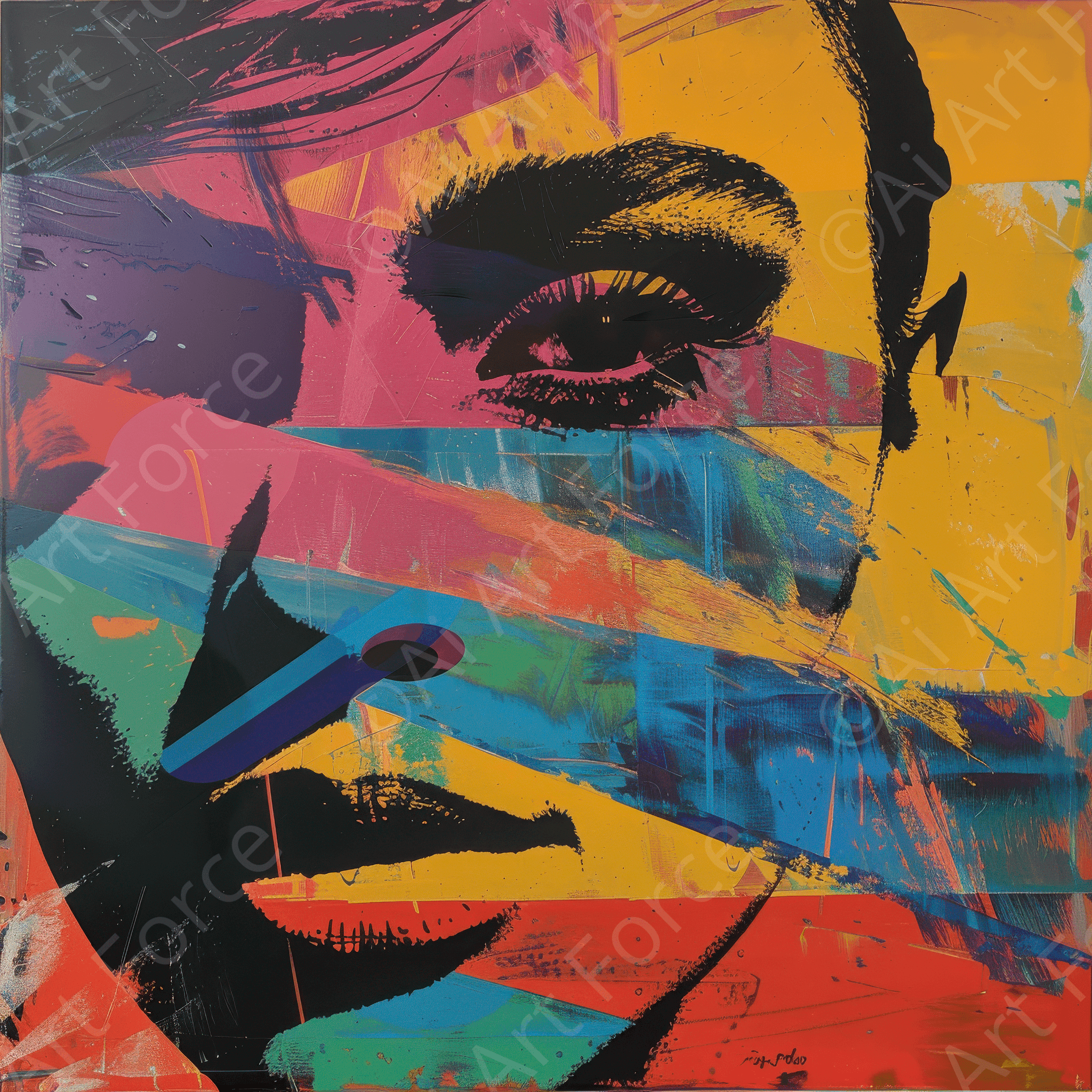 Digital Ai Artwork, of Swedish popart in abstract style 2, ideal for art enthusiasts and collectors.