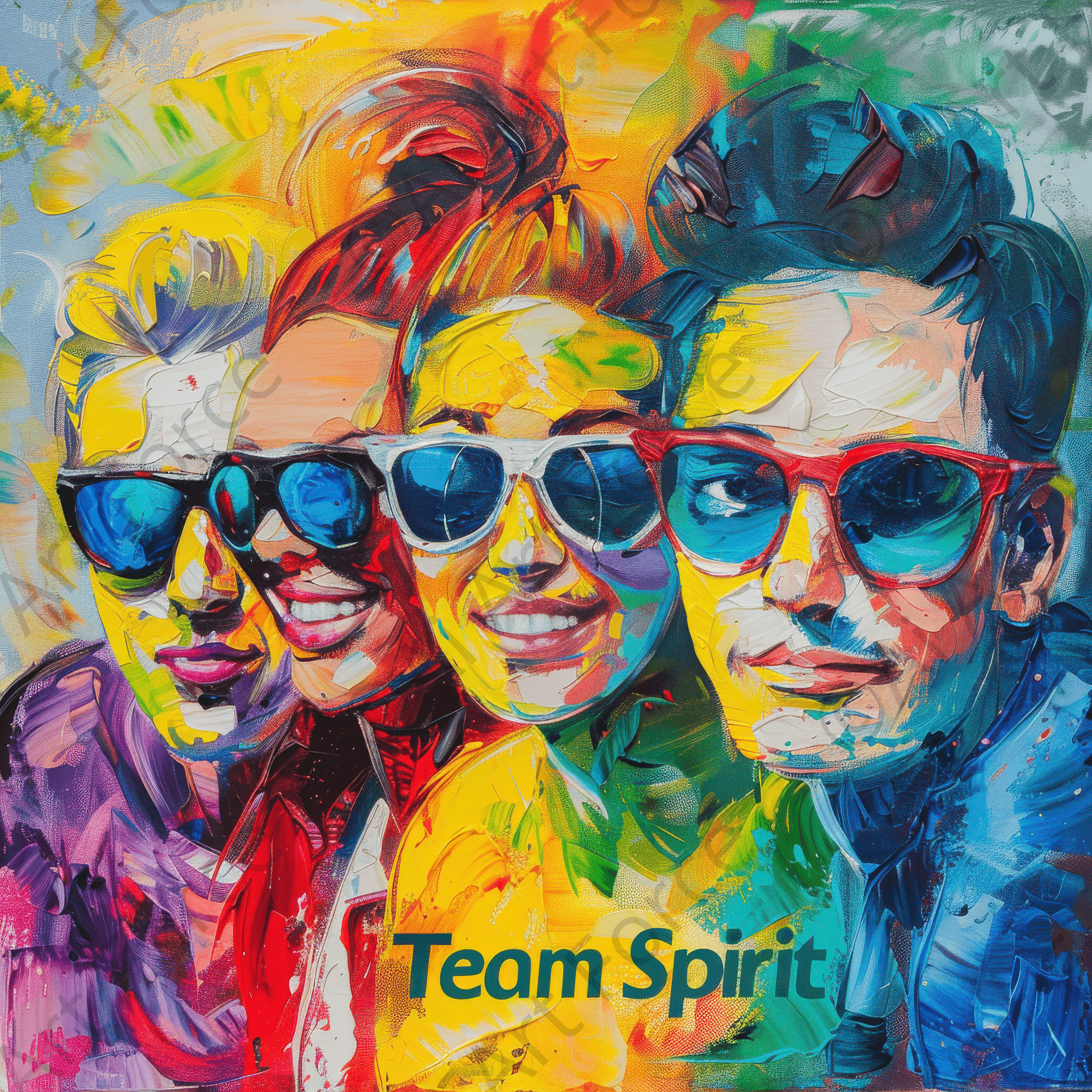 Digital Ai Artwork, of Team Spirit Work Mood Maker 1, ideal for art enthusiasts and collectors.