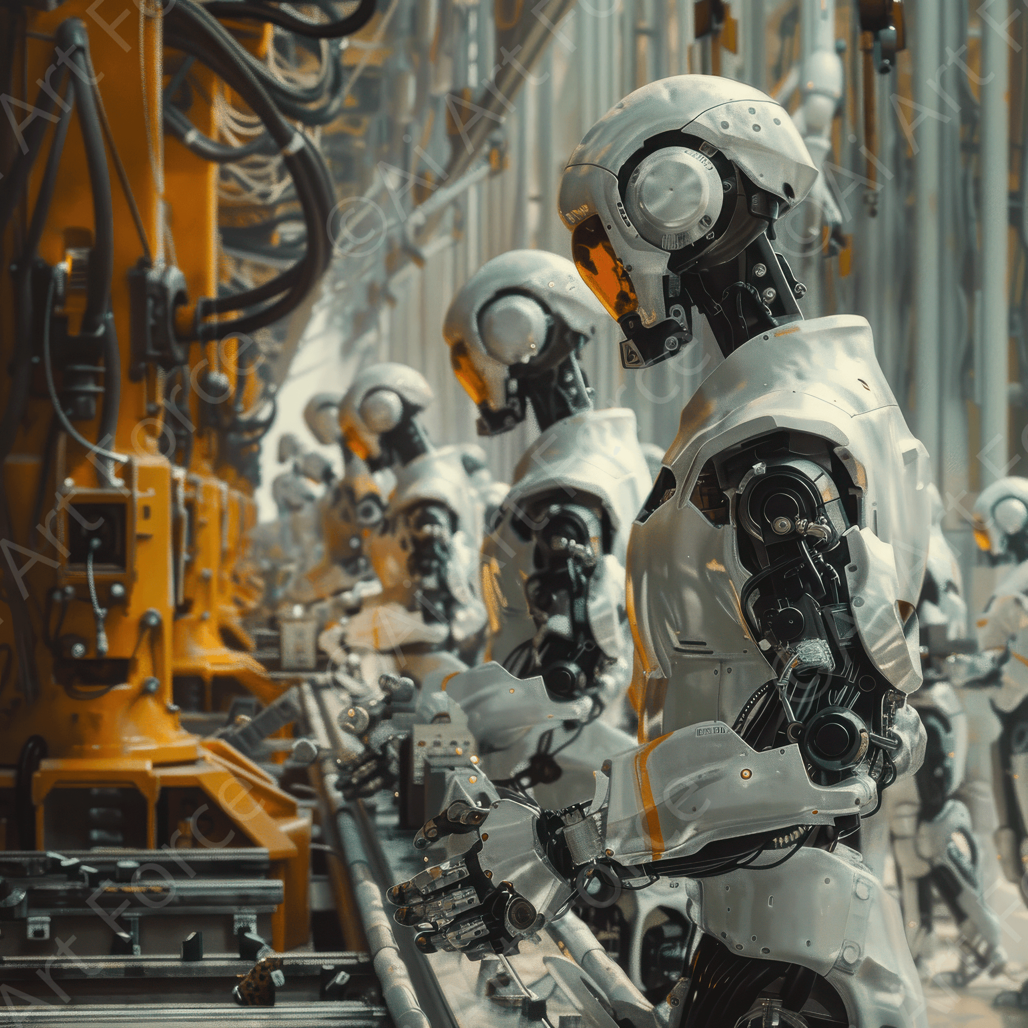 Digital Ai Artwork, of Team Spirit Work Mood Maker droids, ideal for art enthusiasts and collectors.