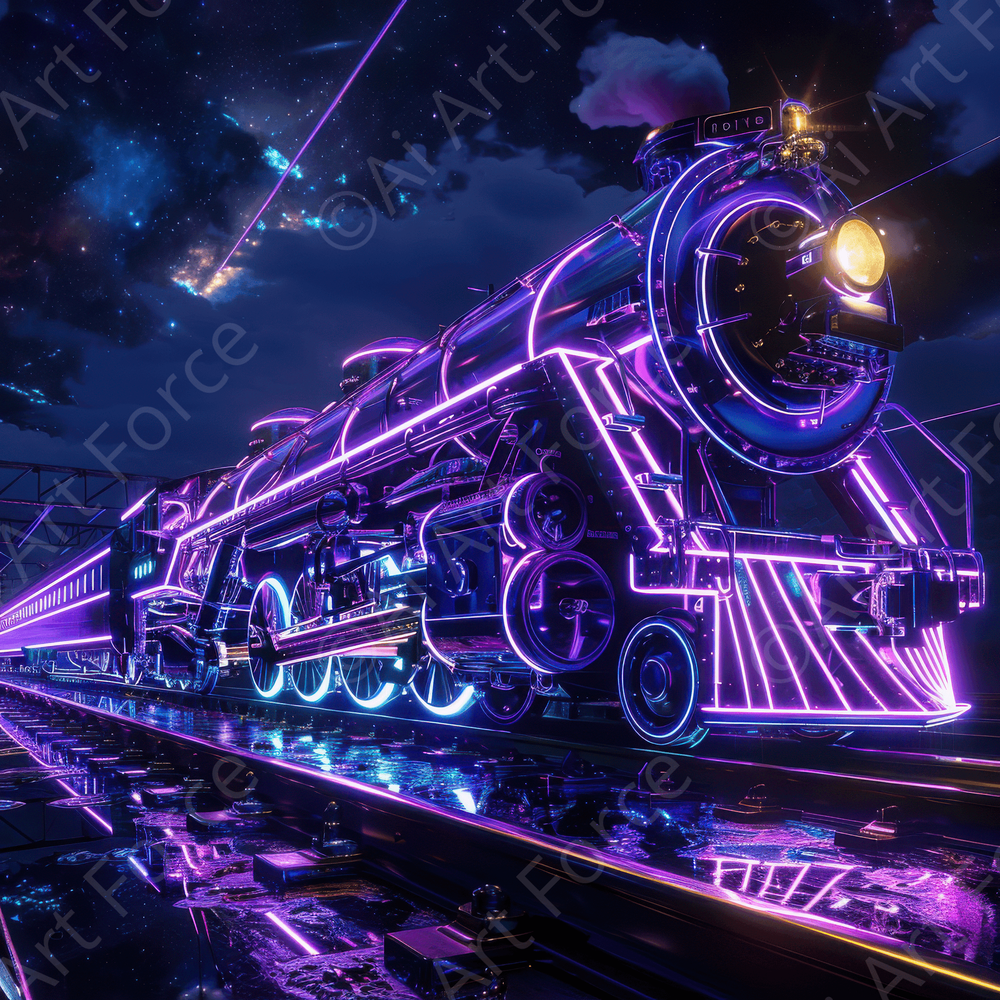 Digital Ai Artwork, of Technology Locomotif train, ideal for art enthusiasts and collectors.