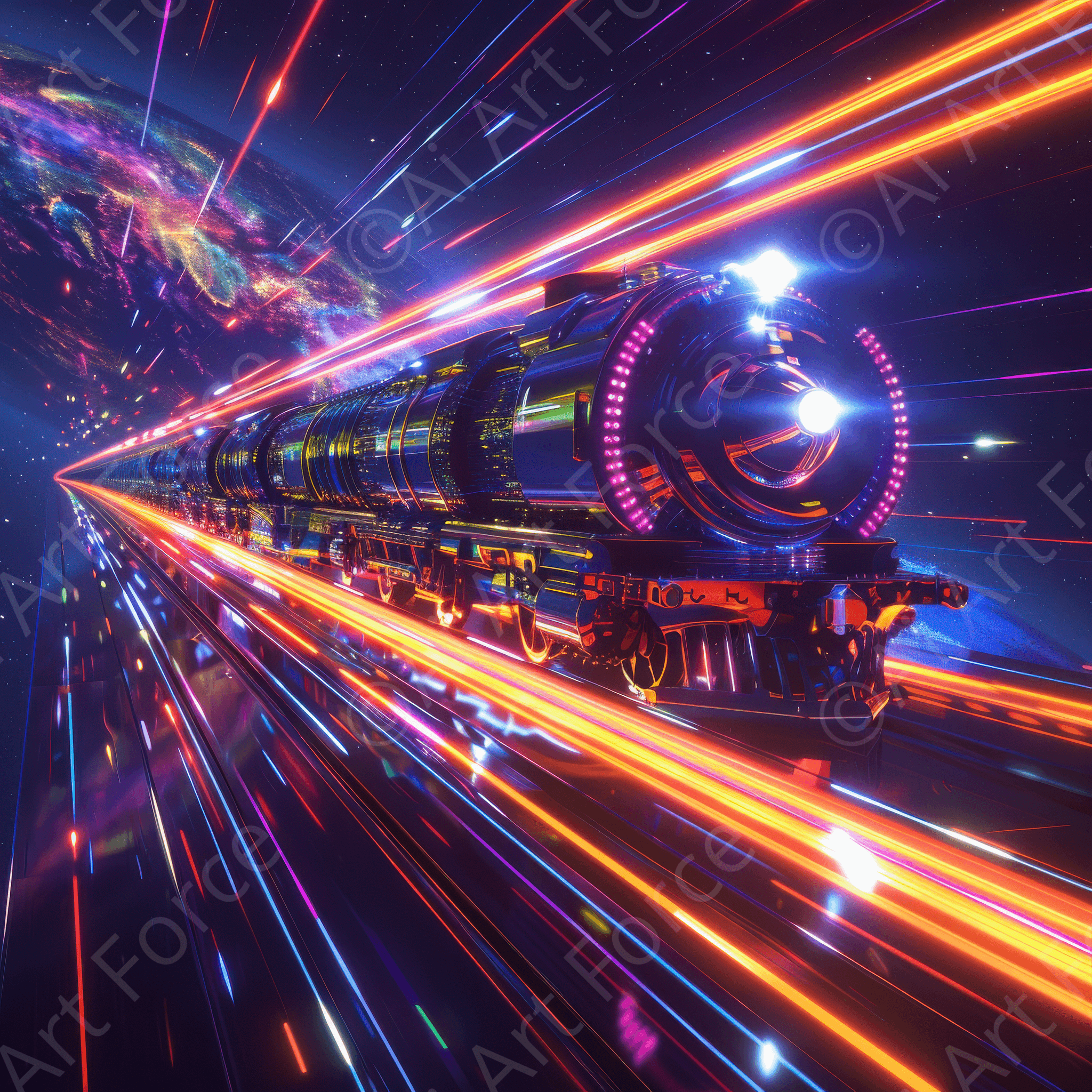 Digital Ai Artwork, of Technology Locomotif train 2, ideal for art enthusiasts and collectors.