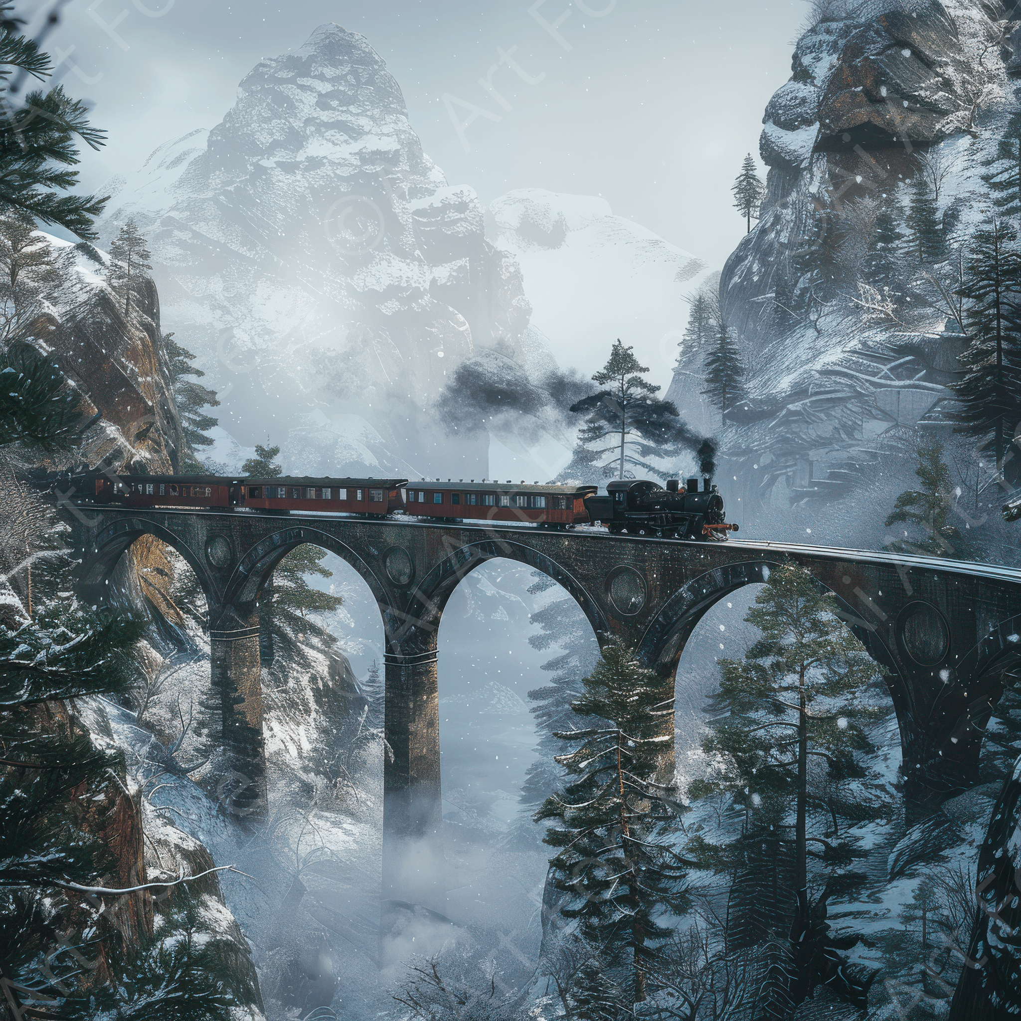 Digital Ai Artwork, of Technology Locomotif train 5, ideal for art enthusiasts and collectors.