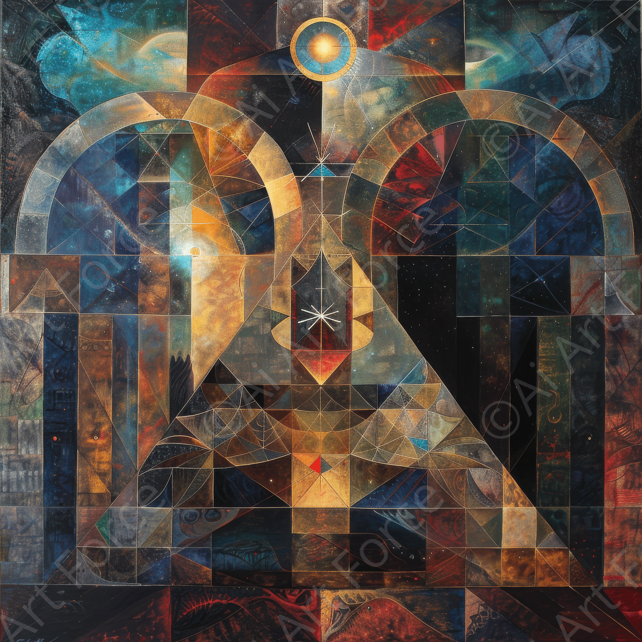 Digital Ai Artwork, of The Sanctum of the Star abstract art style, ideal for art enthusiasts and collectors.