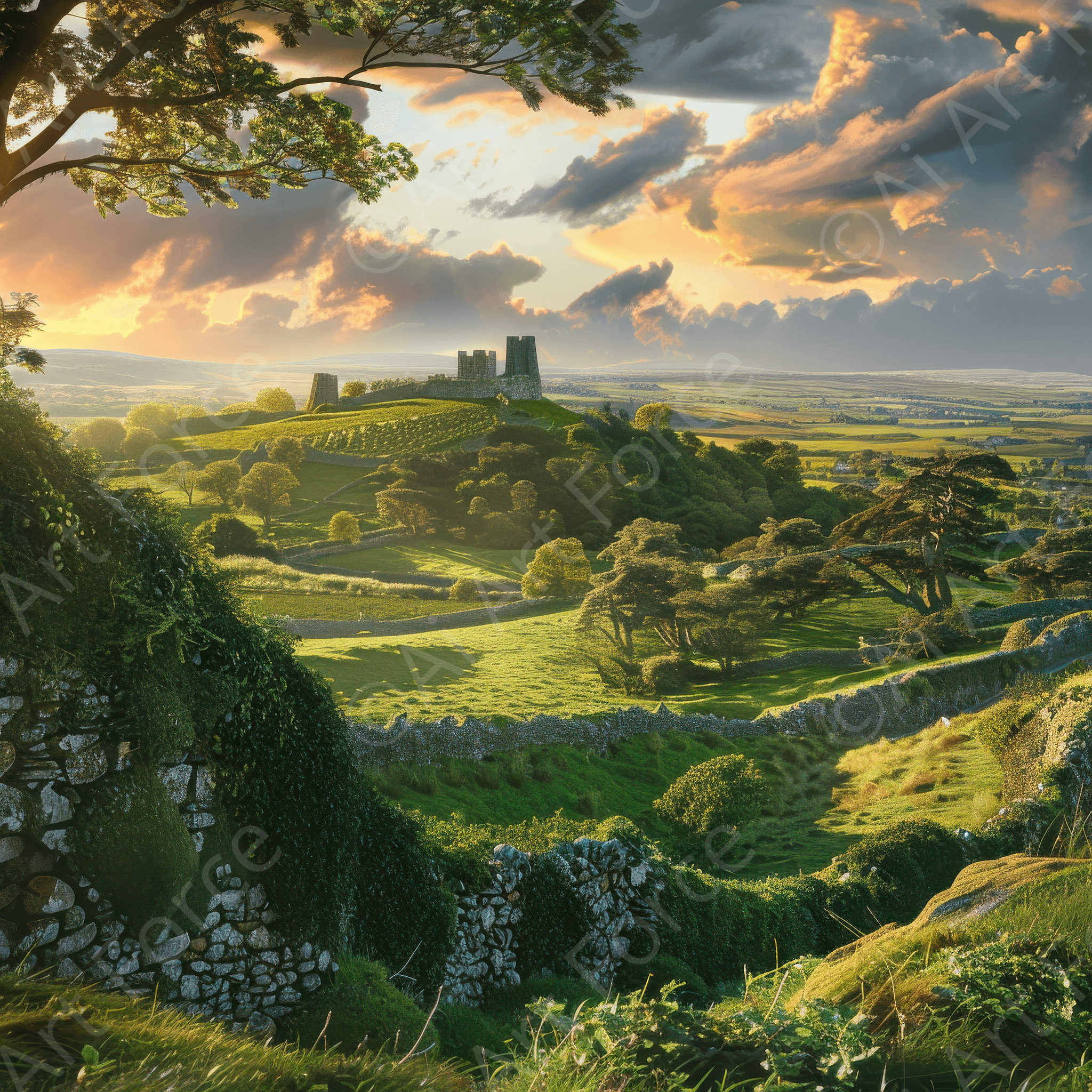 Digital Ai Artwork, of Trim Castle Historical site, ideal for art enthusiasts and collectors.