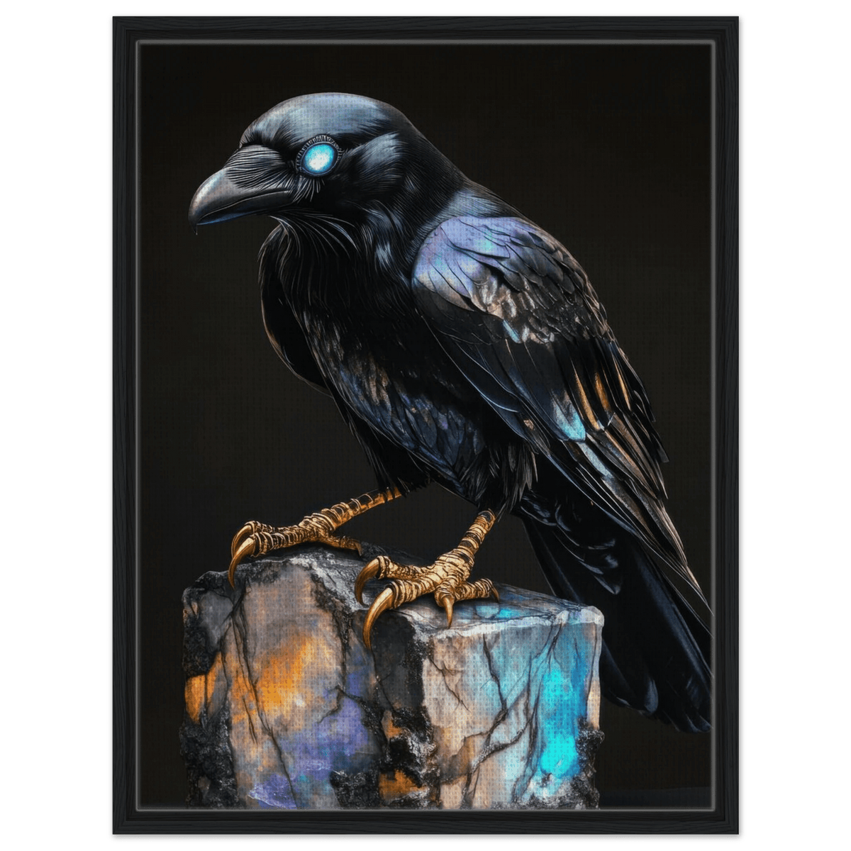 A black bird sitting on top of a rock - Shop Ai Art WebShop - Digital Art online Store