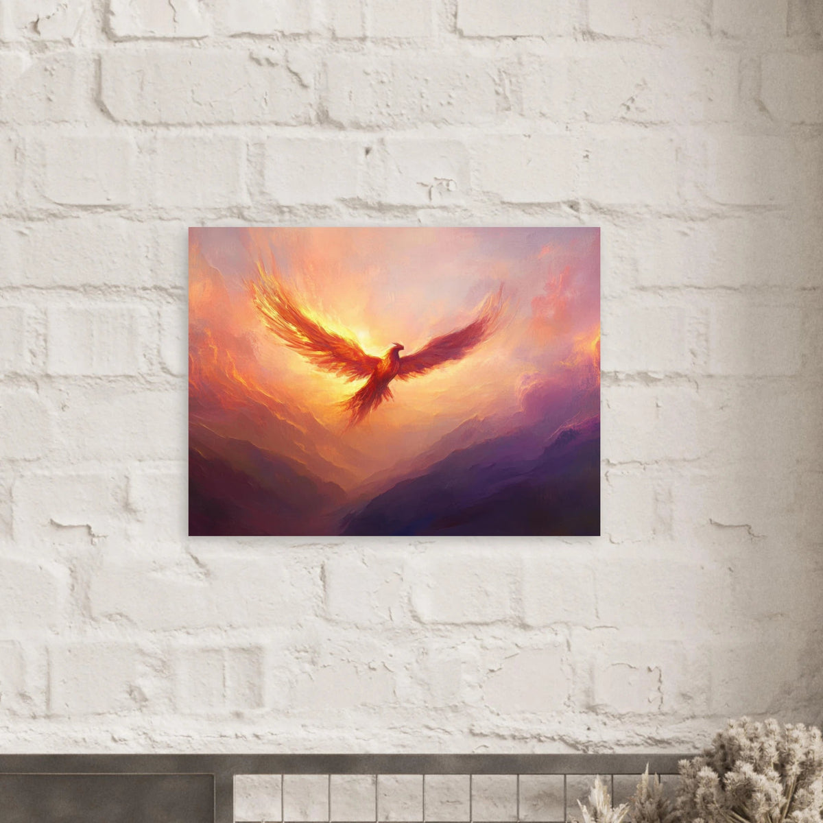 A celestial phoenix soars above a misty valley - Shop Ai Art WebShop - Digital Art online Store