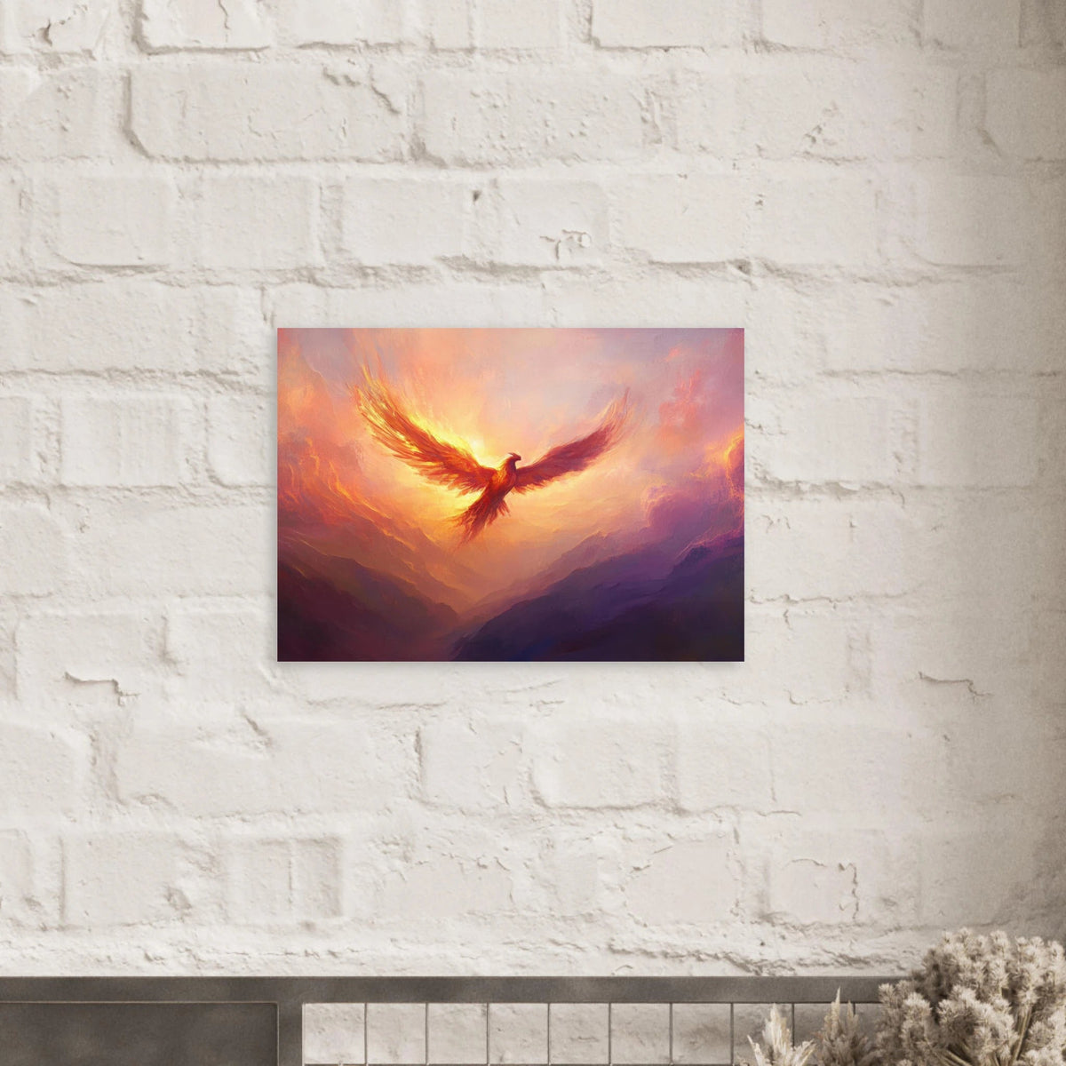 A celestial phoenix soars above a misty valley - Shop Ai Art WebShop - Digital Art online Store