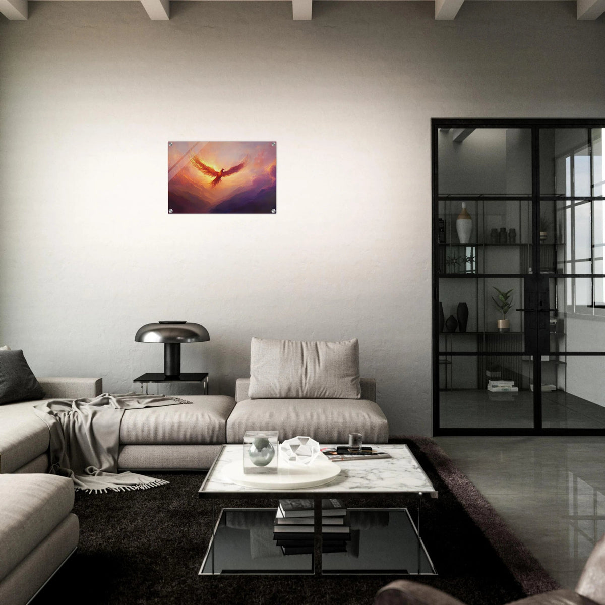 A celestial phoenix soars above a misty valley - Shop Ai Art WebShop - Digital Art online Store