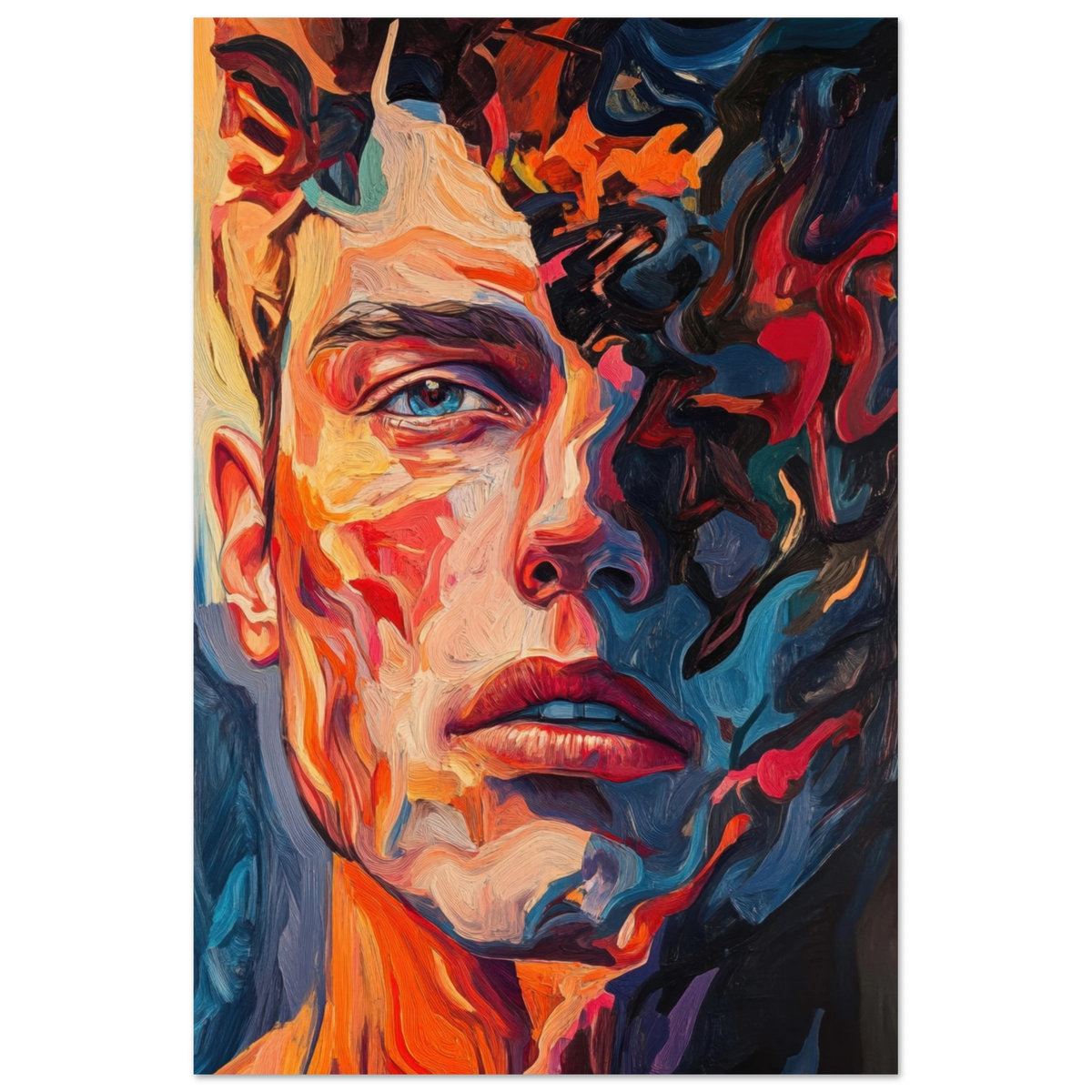 A Close - Up Portrait in Abstract Flames 2 - Shop Ai Art WebShop - Digital Art online Store