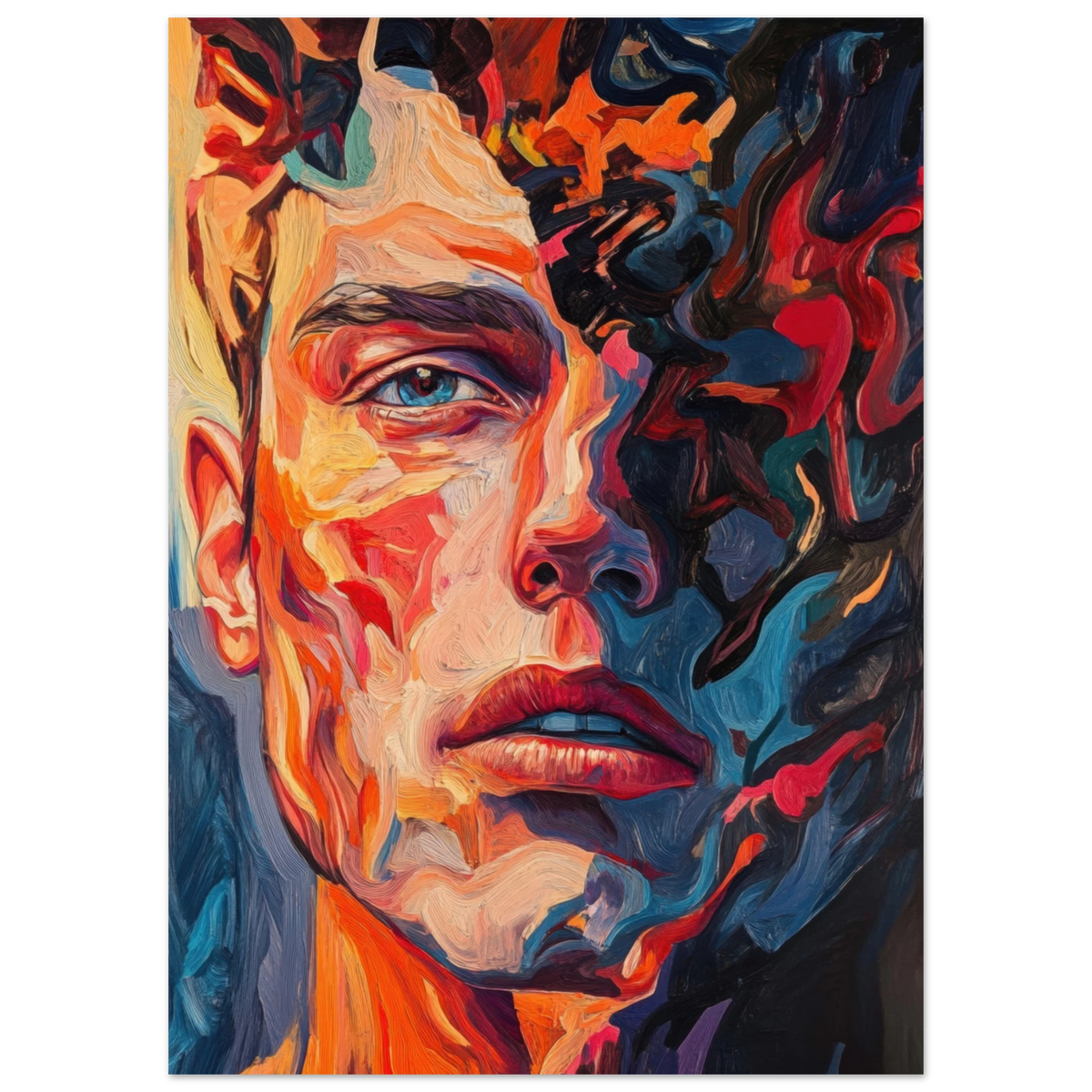 A Close - Up Portrait in Abstract Flames 2 - Shop Ai Art WebShop - Digital Art online Store