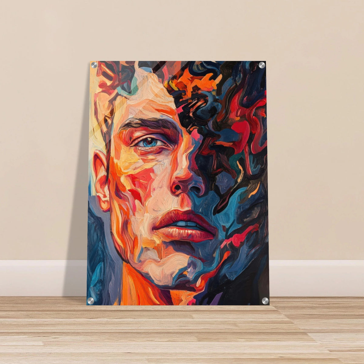 A Close - Up Portrait in Abstract Flames 2 - Shop Ai Art WebShop - Digital Art online Store