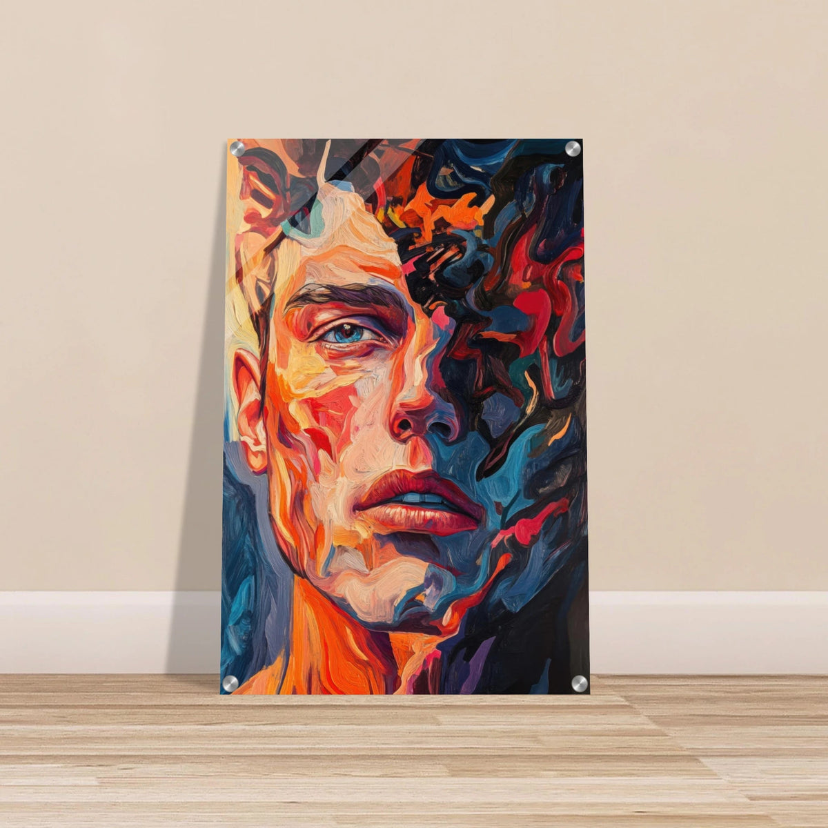 A Close - Up Portrait in Abstract Flames 2 - Shop Ai Art WebShop - Digital Art online Store