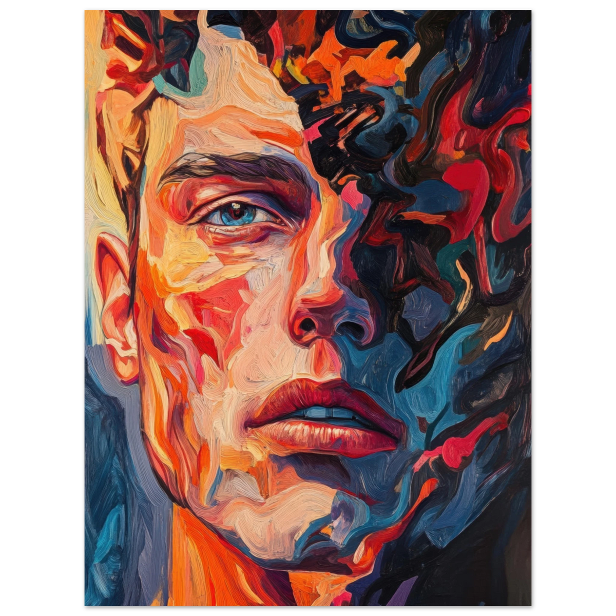 A Close - Up Portrait in Abstract Flames 2 - Shop Ai Art WebShop - Digital Art online Store