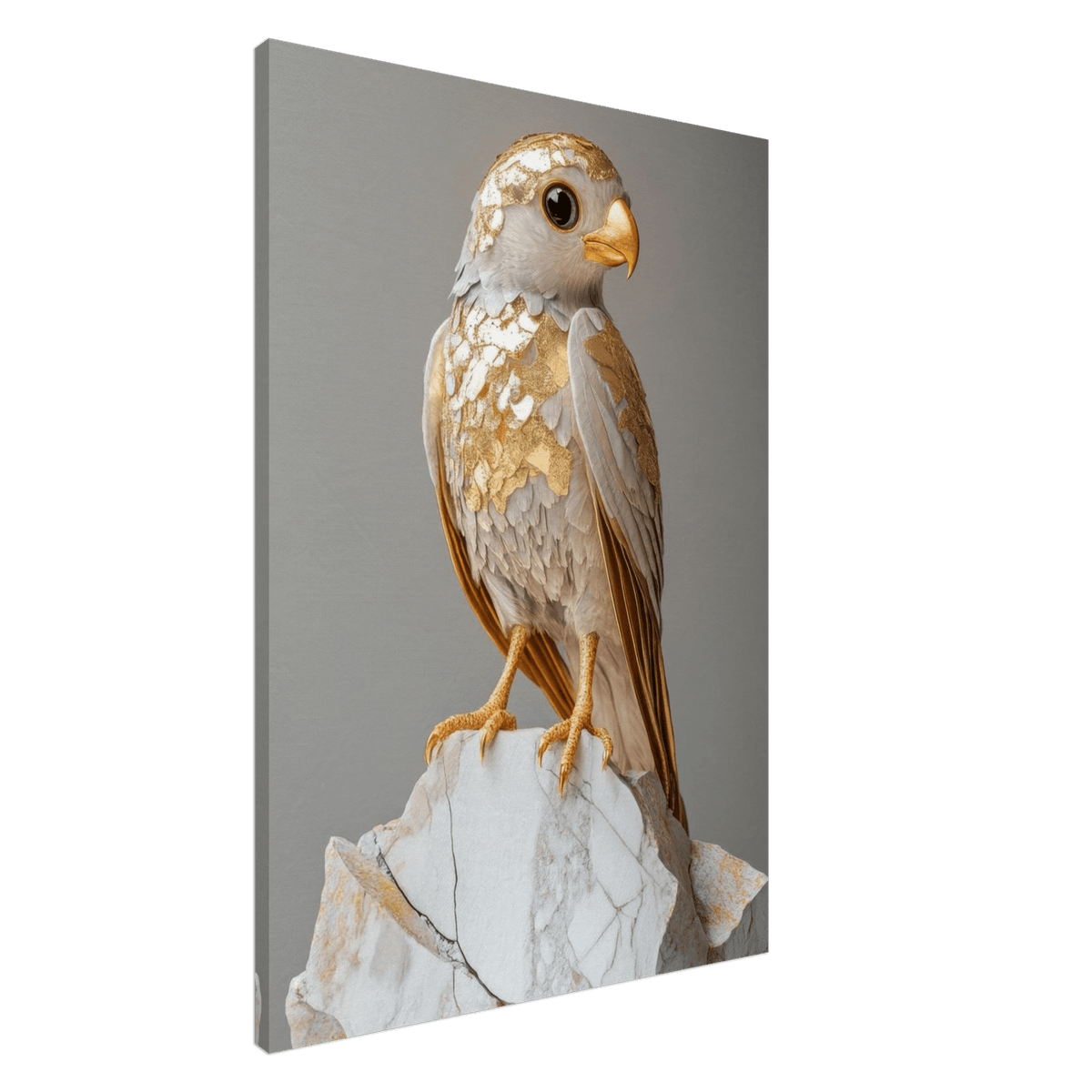 A golden bird sitting on a rock - Shop Ai Art WebShop - Digital Art online Store