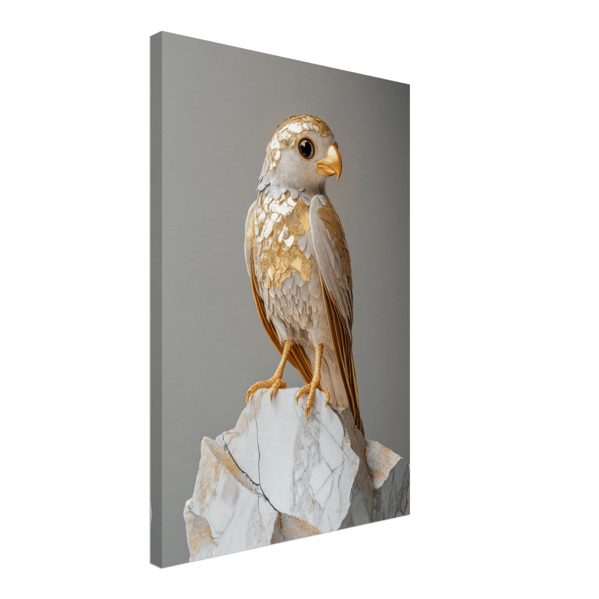 A golden bird sitting on a rock - Shop Ai Art WebShop - Digital Art online Store