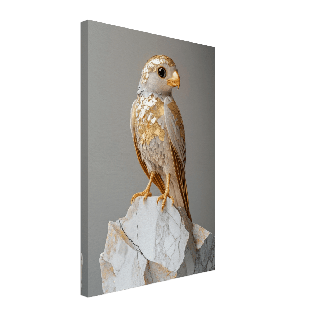 A golden bird sitting on a rock - Shop Ai Art WebShop - Digital Art online Store