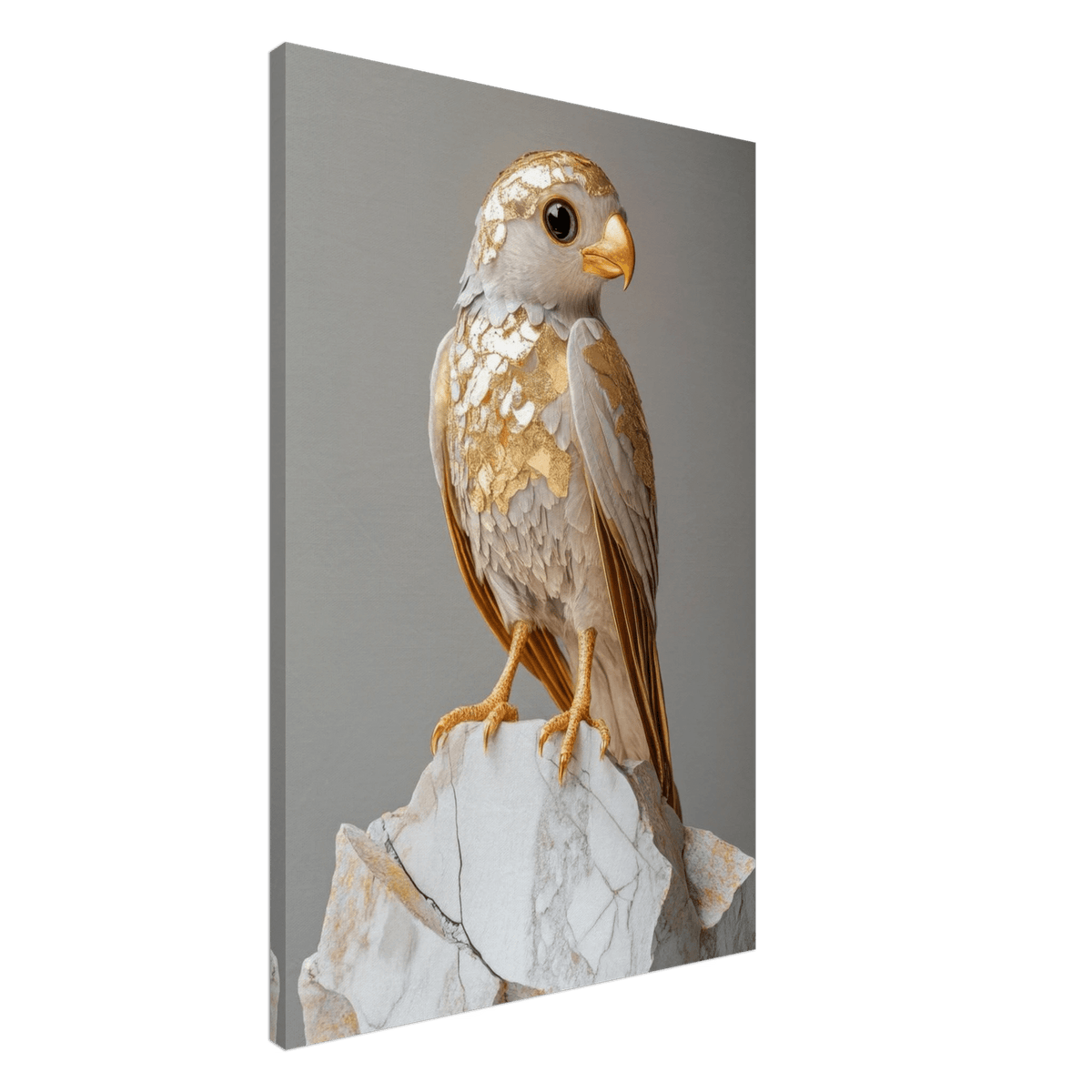 A golden bird sitting on a rock - Shop Ai Art WebShop - Digital Art online Store