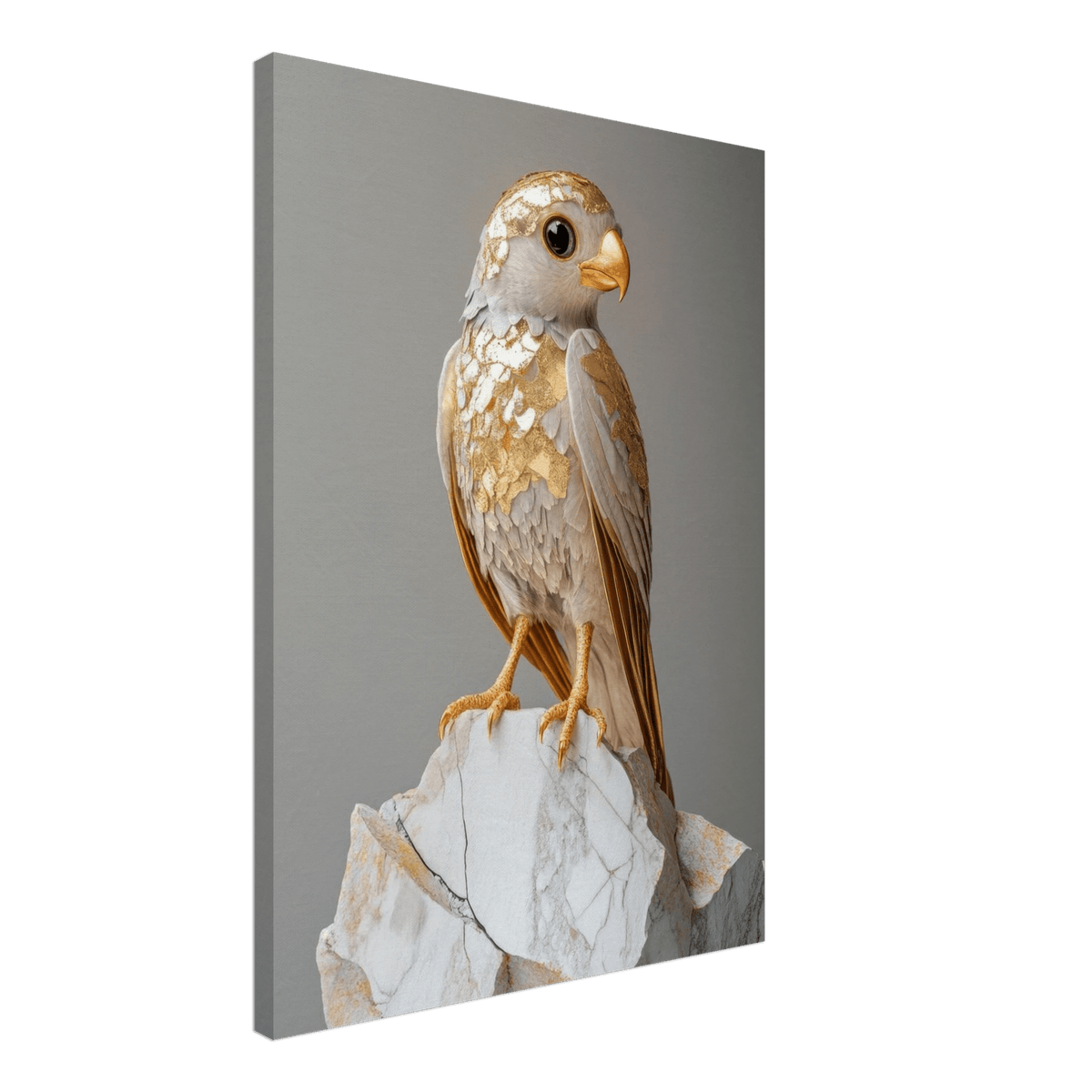 A golden bird sitting on a rock - Shop Ai Art WebShop - Digital Art online Store