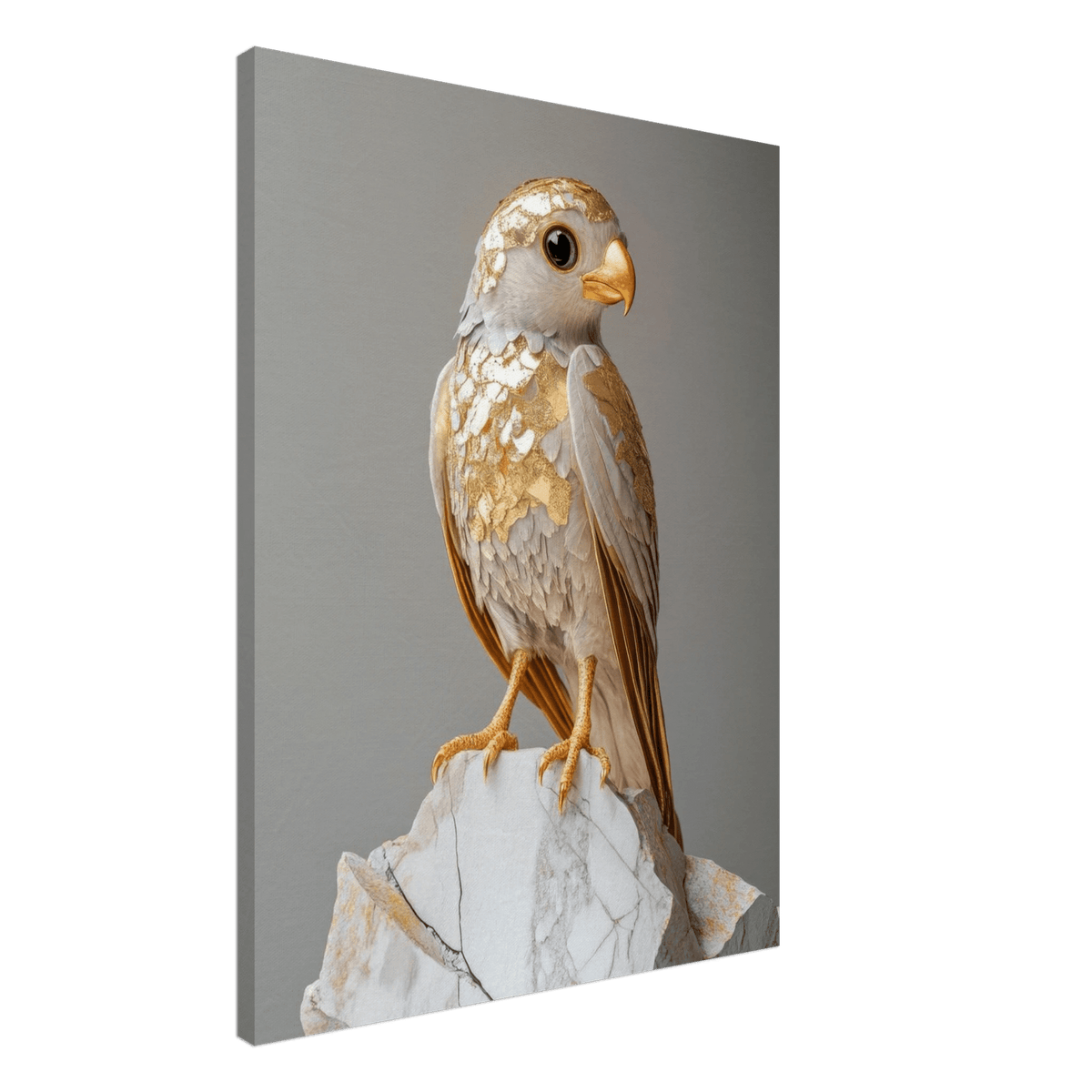 A golden bird sitting on a rock - Shop Ai Art WebShop - Digital Art online Store