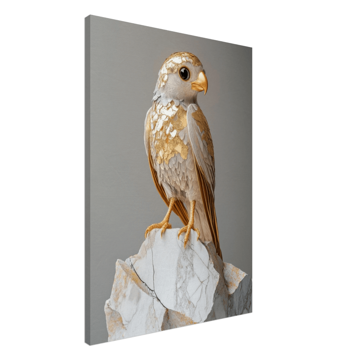 A golden bird sitting on a rock - Shop Ai Art WebShop - Digital Art online Store