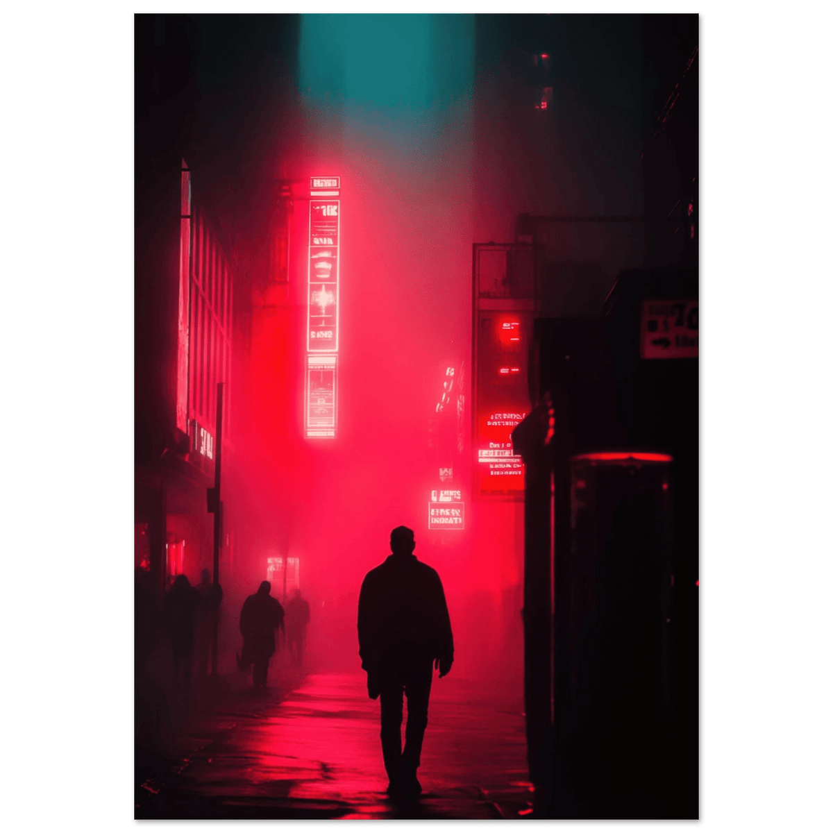A lone detective in a neon street - Shop Ai Art WebShop - Digital Art online Store