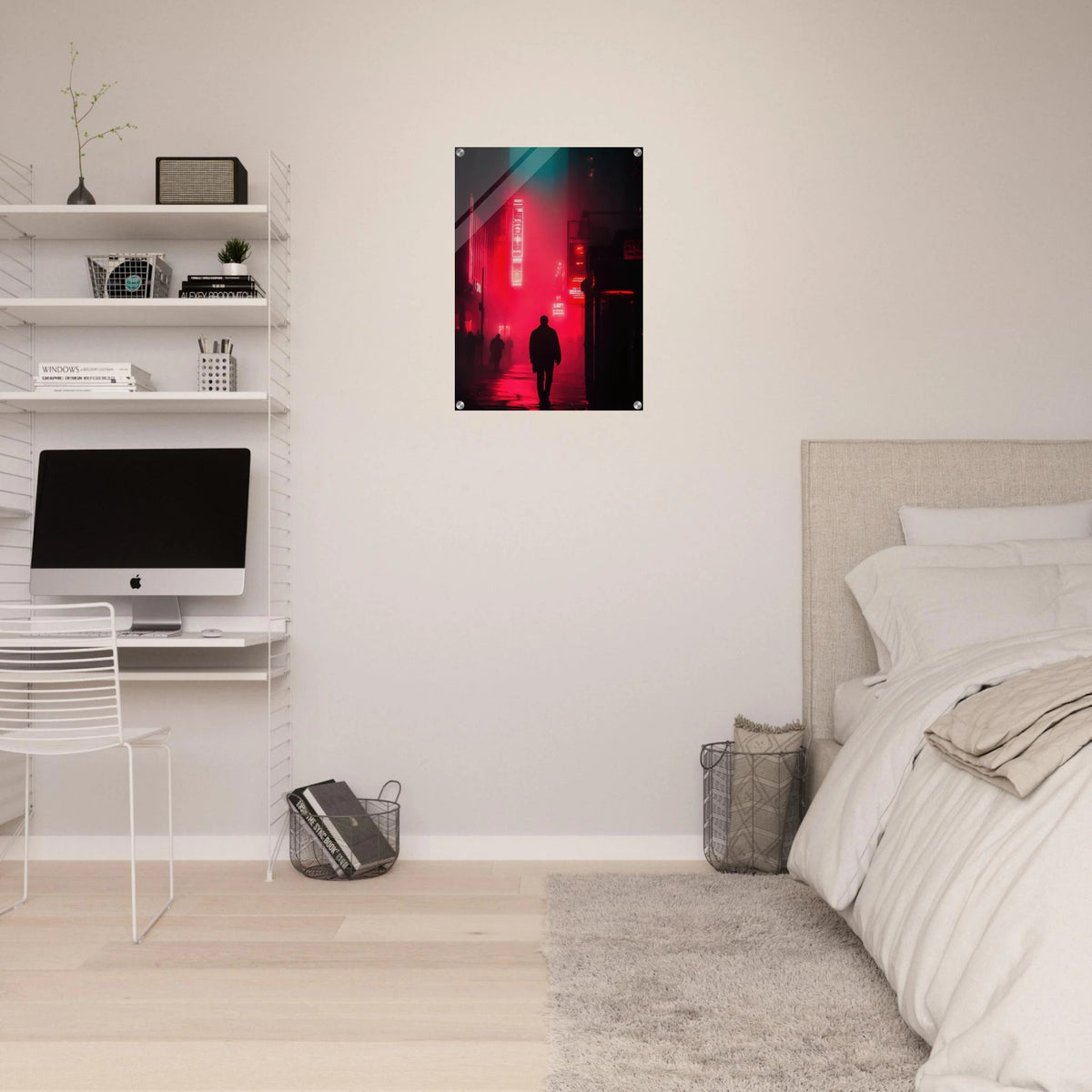 A lone detective in a neon street - Shop Ai Art WebShop - Digital Art online Store