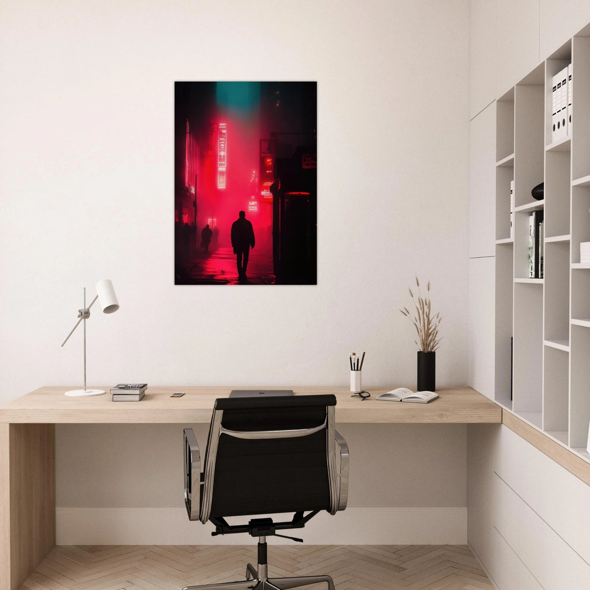 A lone detective in a neon street - Shop Ai Art WebShop - Digital Art online Store