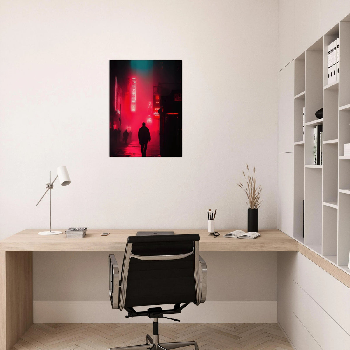 A lone detective in a neon street - Shop Ai Art WebShop - Digital Art online Store