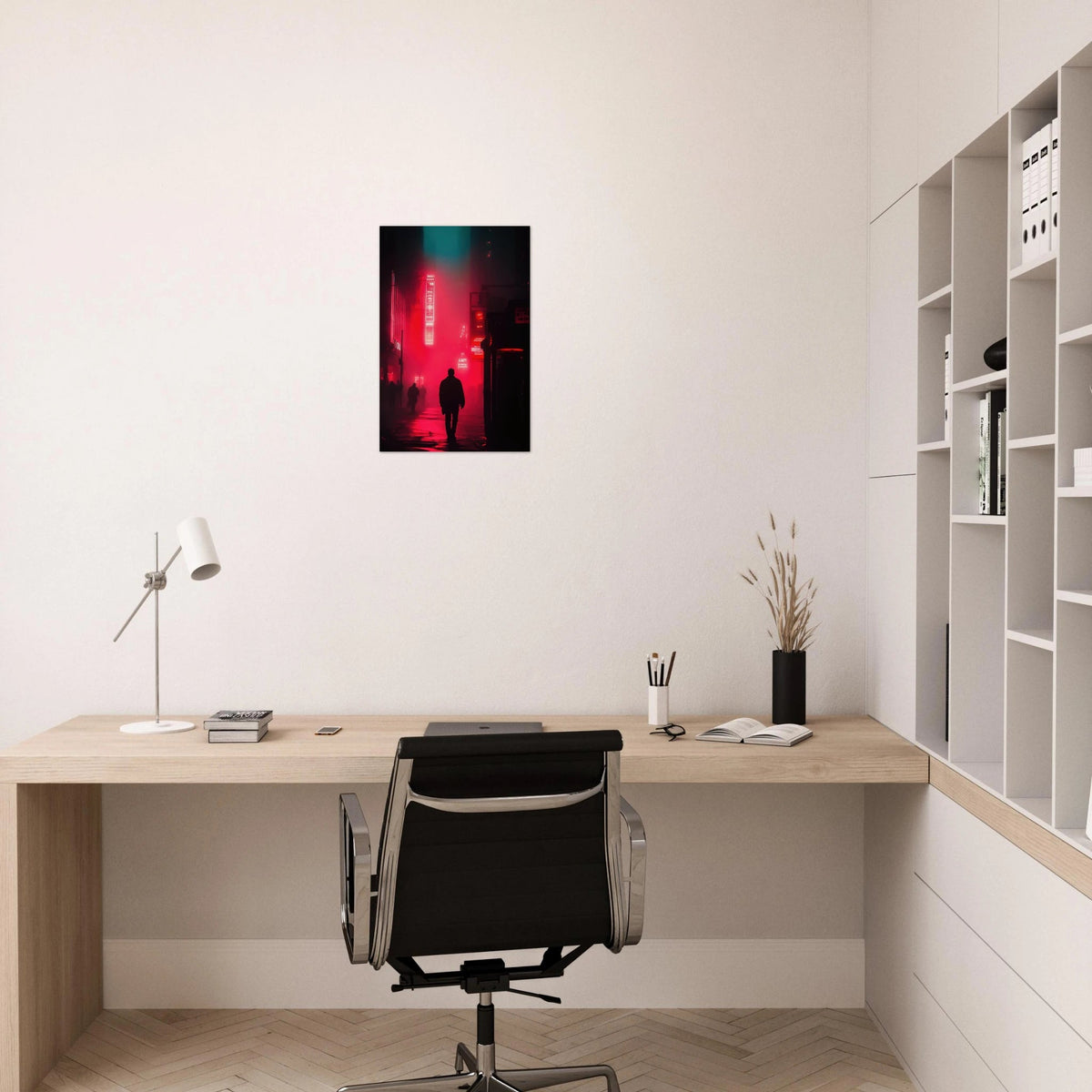 A lone detective in a neon street - Shop Ai Art WebShop - Digital Art online Store