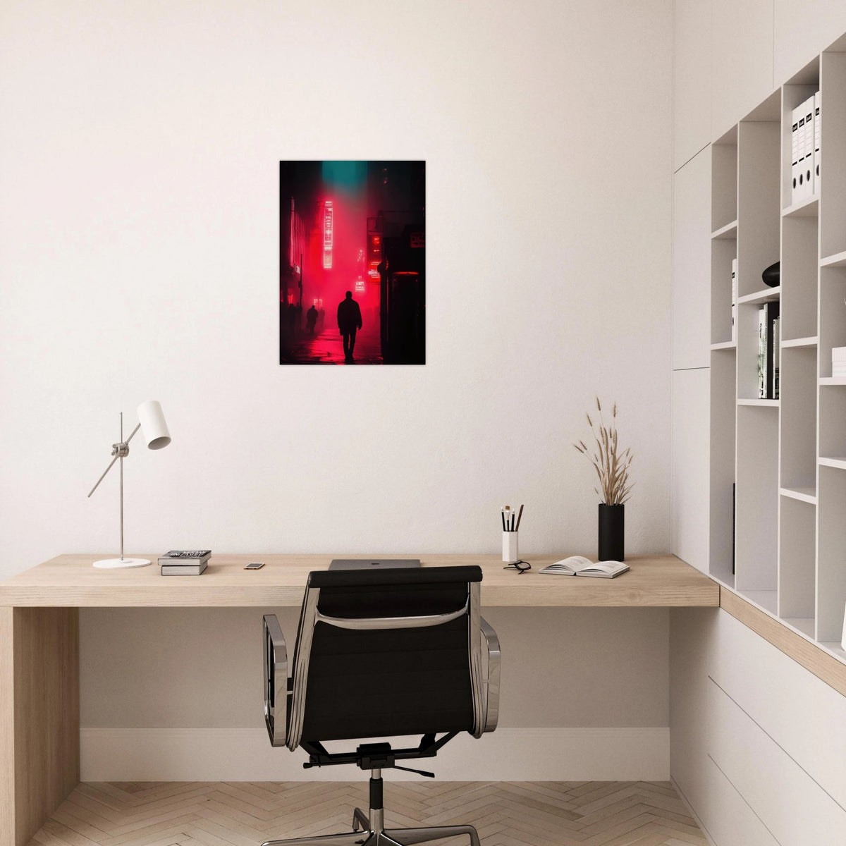 A lone detective in a neon street - Shop Ai Art WebShop - Digital Art online Store