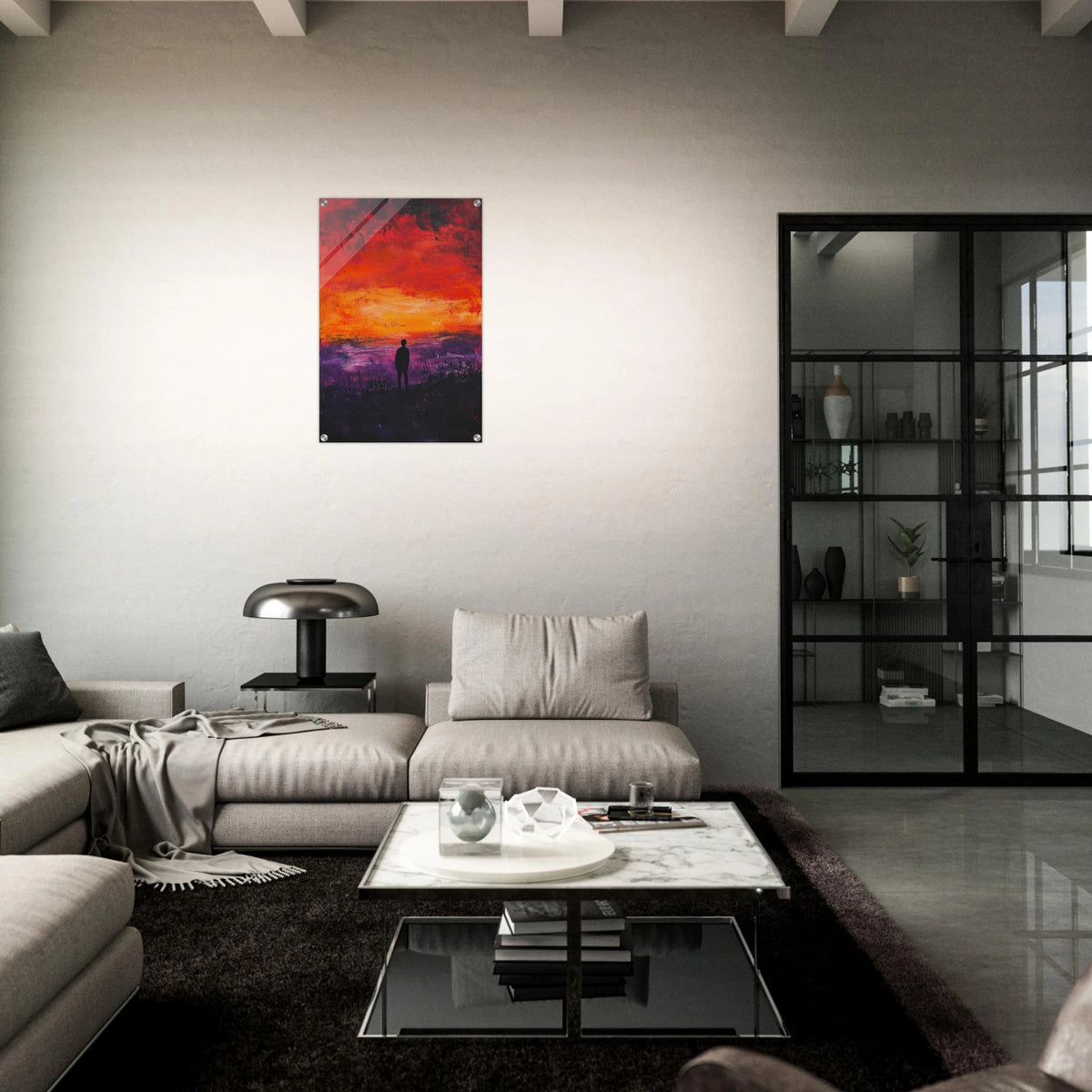 A lone figure stands before an apocalyptic sunse 2 - Shop Ai Art WebShop - Digital Art online Store