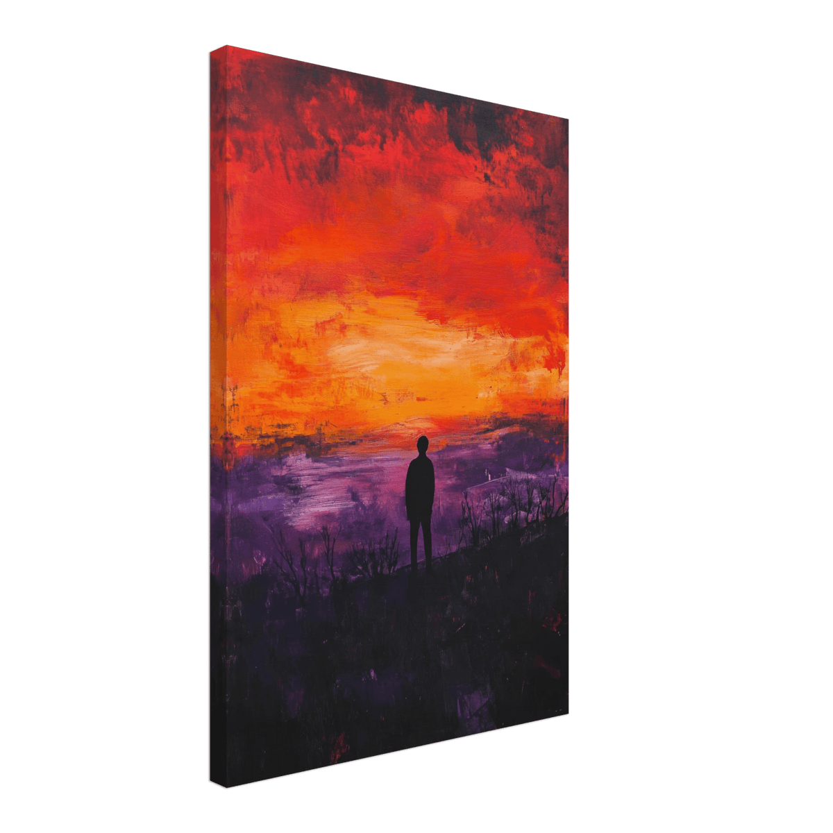 A lone figure stands before an apocalyptic sunse 2 - Shop Ai Art WebShop - Digital Art online Store