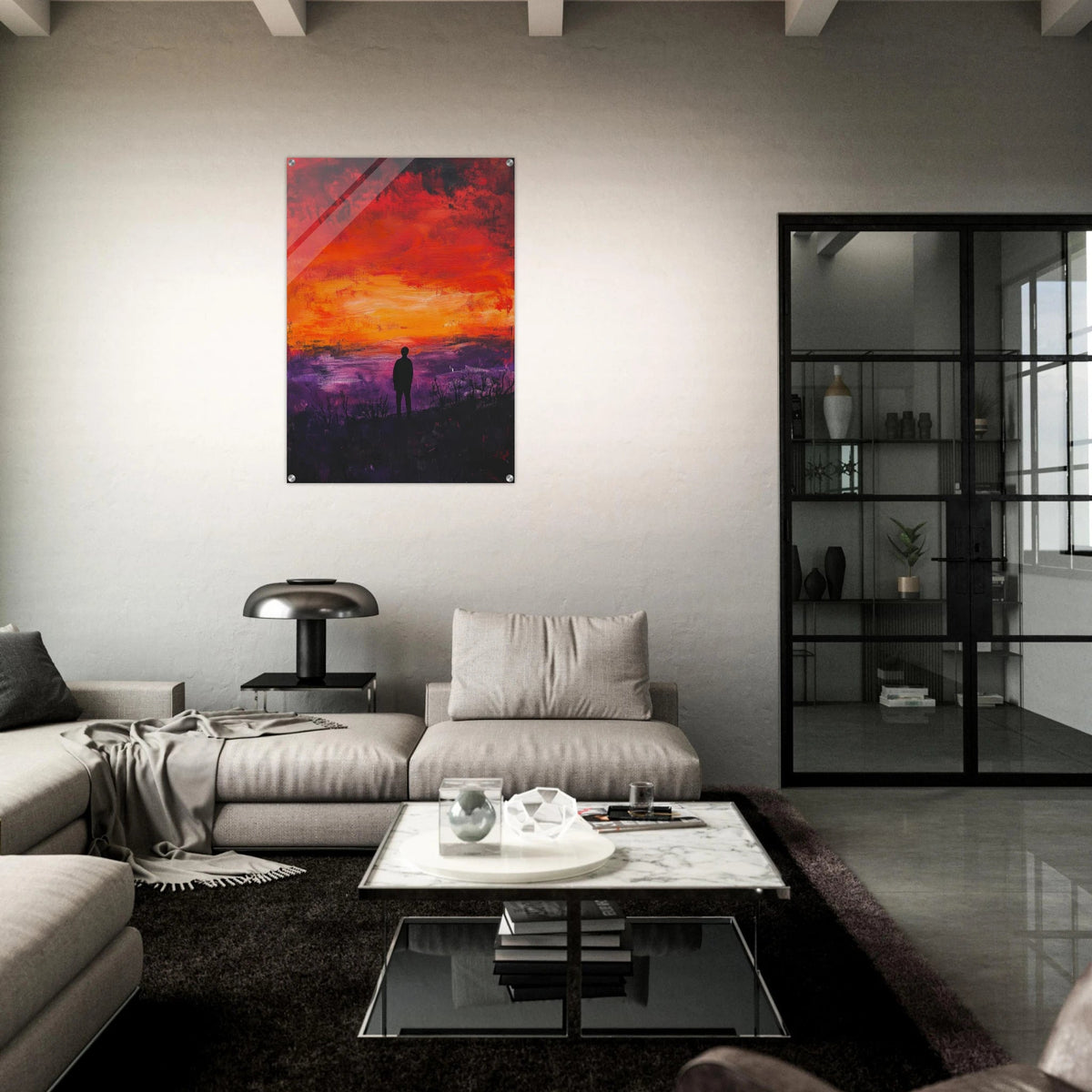 A lone figure stands before an apocalyptic sunse 2 - Shop Ai Art WebShop - Digital Art online Store