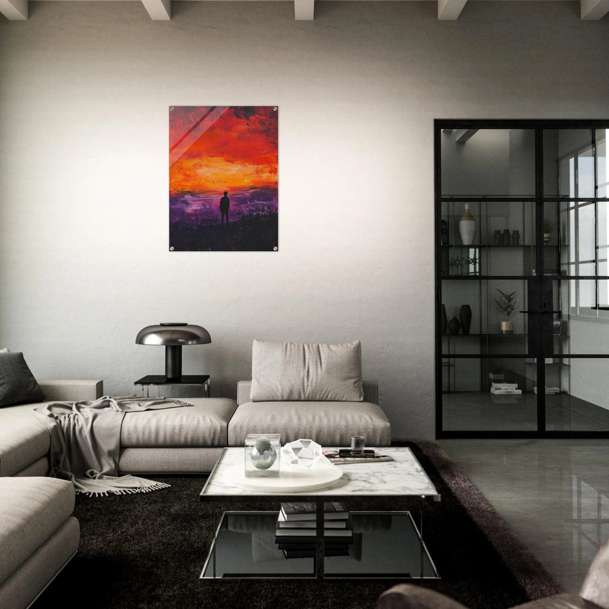 A lone figure stands before an apocalyptic sunse 2 - Shop Ai Art WebShop - Digital Art online Store