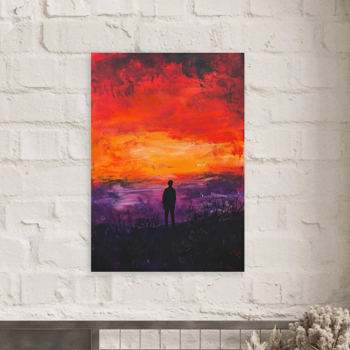 A lone figure stands before an apocalyptic sunse 2 - Shop Ai Art WebShop - Digital Art online Store