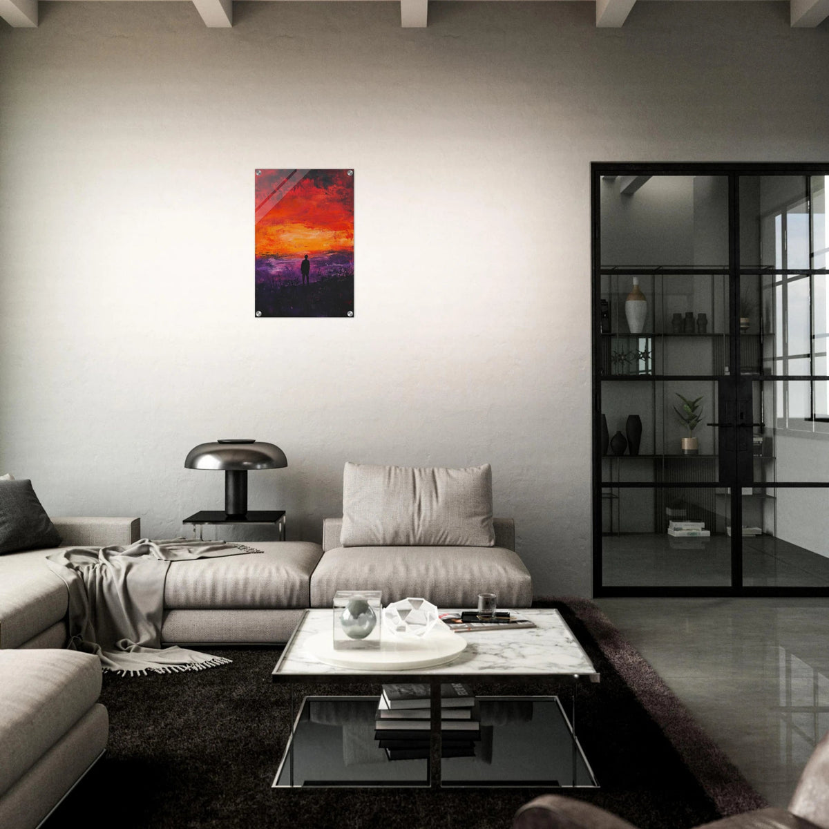 A lone figure stands before an apocalyptic sunse 2 - Shop Ai Art WebShop - Digital Art online Store