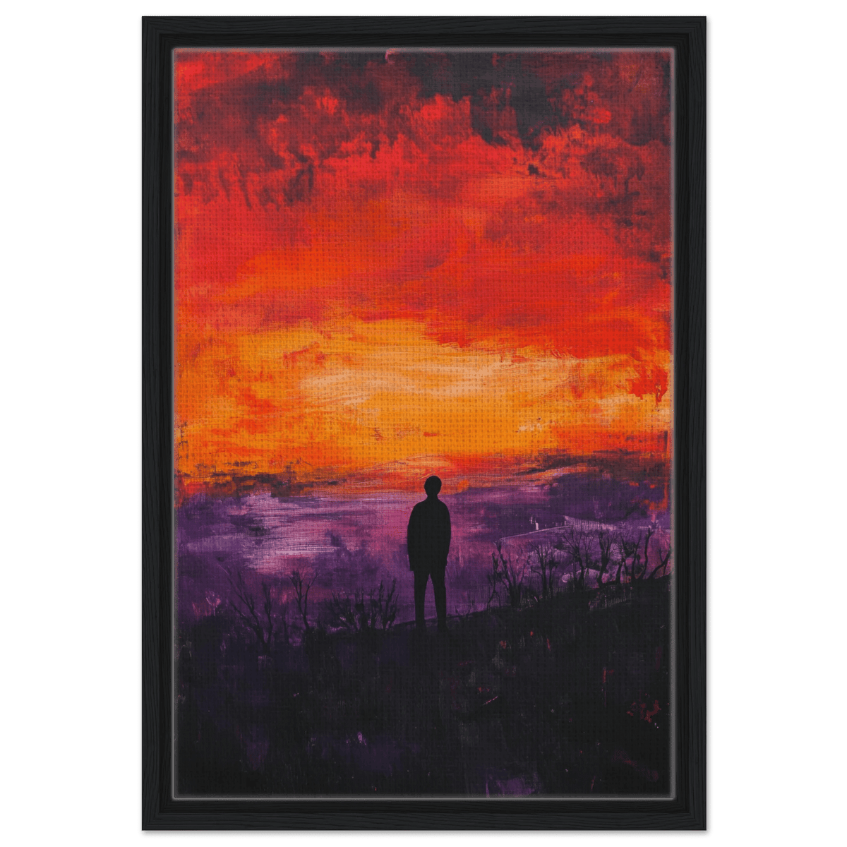 A lone figure stands before an apocalyptic sunse 2 - Shop Ai Art WebShop - Digital Art online Store