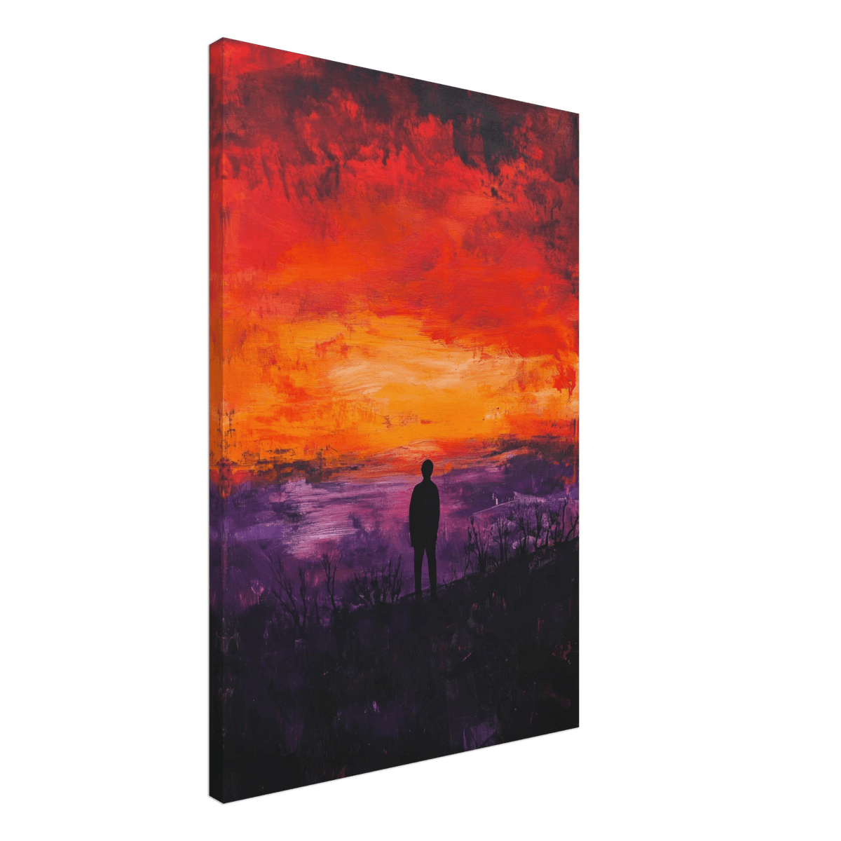 A lone figure stands before an apocalyptic sunse 2 - Shop Ai Art WebShop - Digital Art online Store