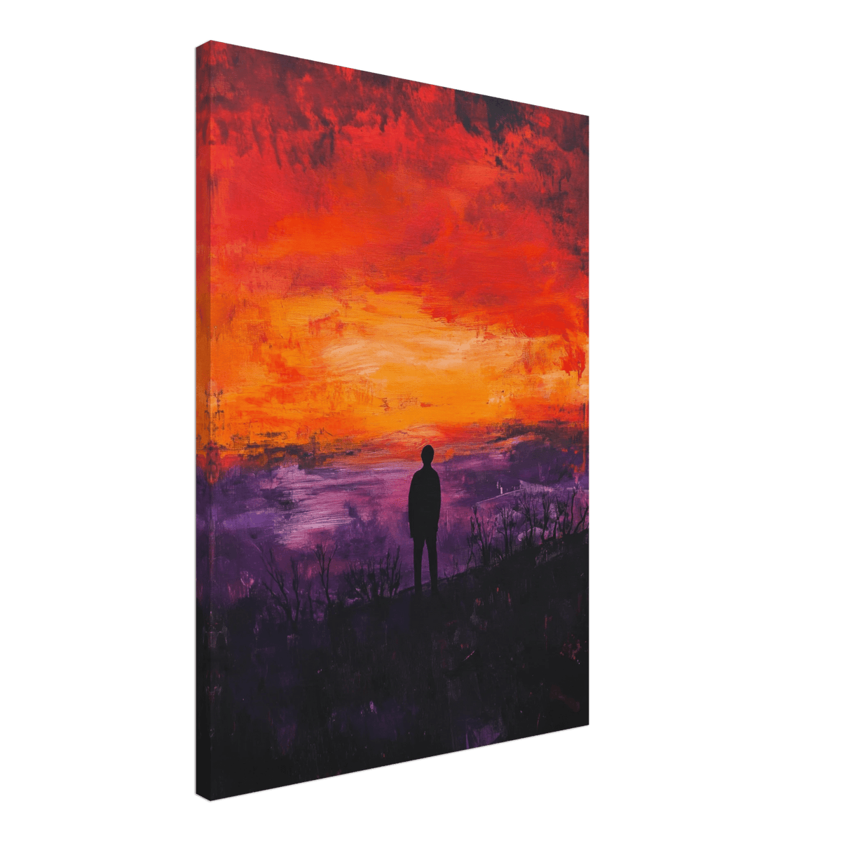 A lone figure stands before an apocalyptic sunse 2 - Shop Ai Art WebShop - Digital Art online Store