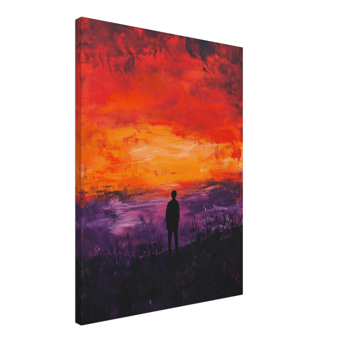 A lone figure stands before an apocalyptic sunse 2 - Shop Ai Art WebShop - Digital Art online Store