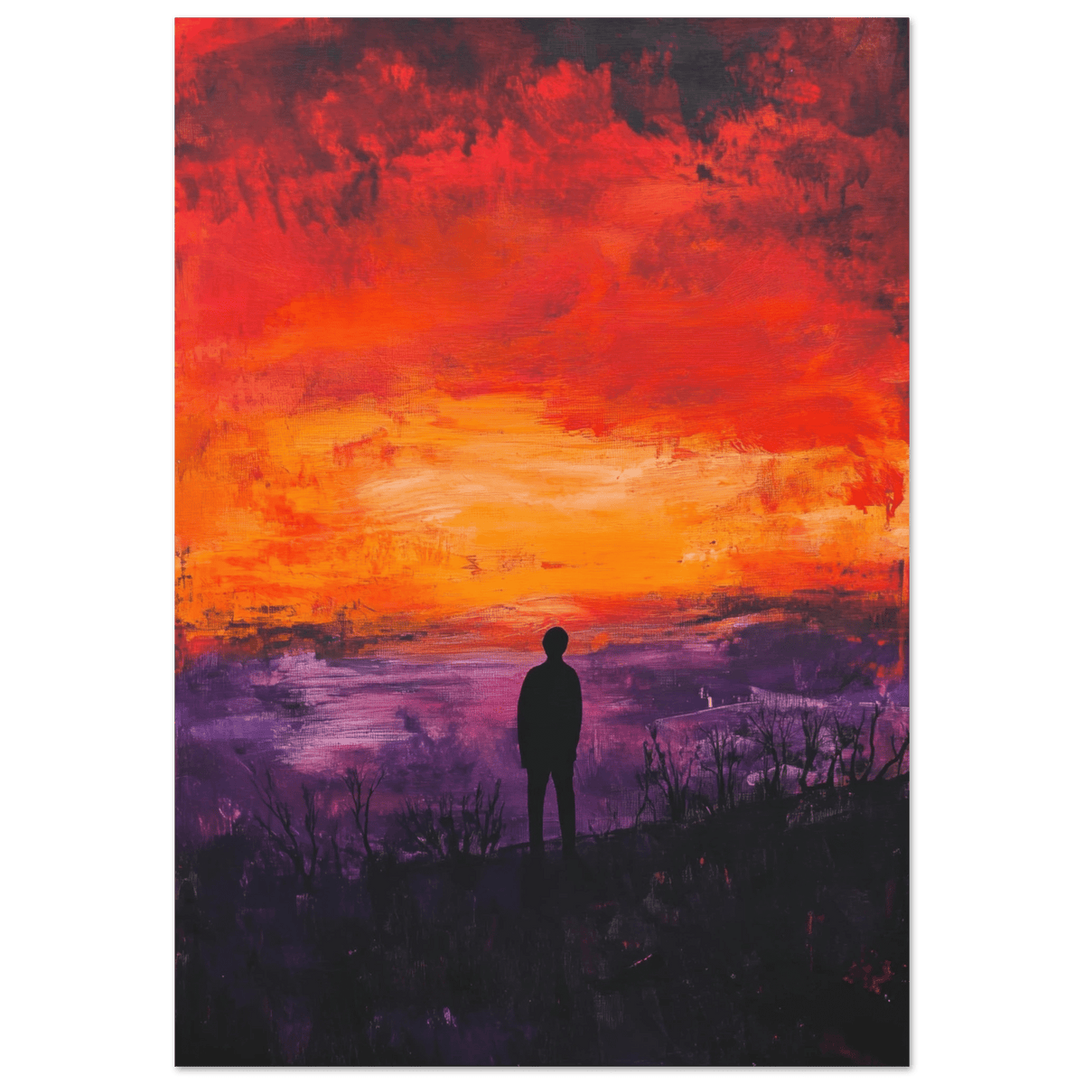 A lone figure stands before an apocalyptic sunse 2 - Shop Ai Art WebShop - Digital Art online Store