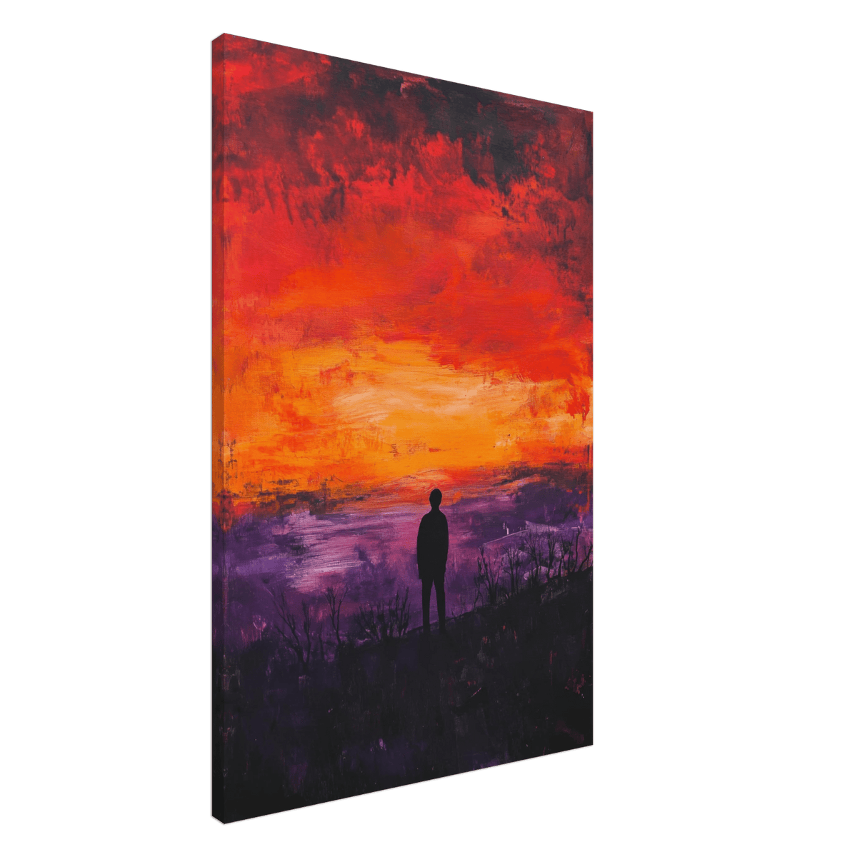A lone figure stands before an apocalyptic sunse 2 - Shop Ai Art WebShop - Digital Art online Store