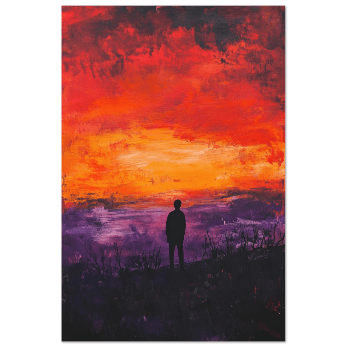 A lone figure stands before an apocalyptic sunse 2 - Shop Ai Art WebShop - Digital Art online Store