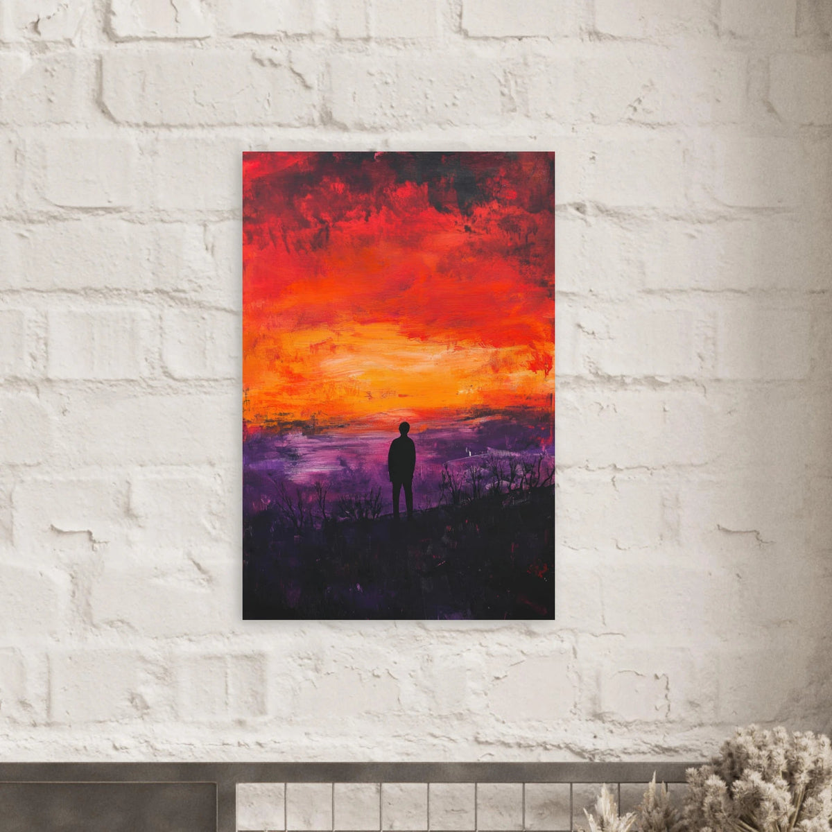 A lone figure stands before an apocalyptic sunse 2 - Shop Ai Art WebShop - Digital Art online Store